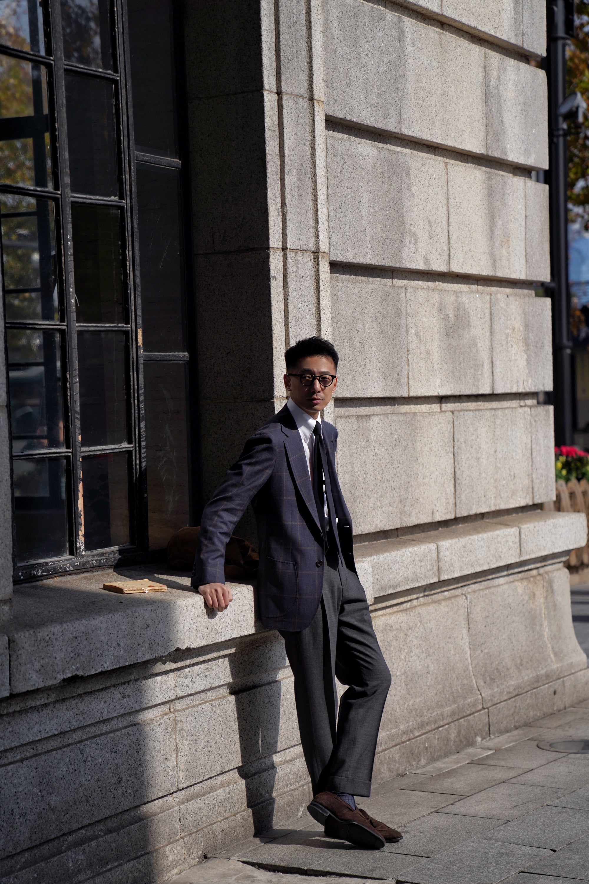 Navy Brown Windowpane Jacket #38