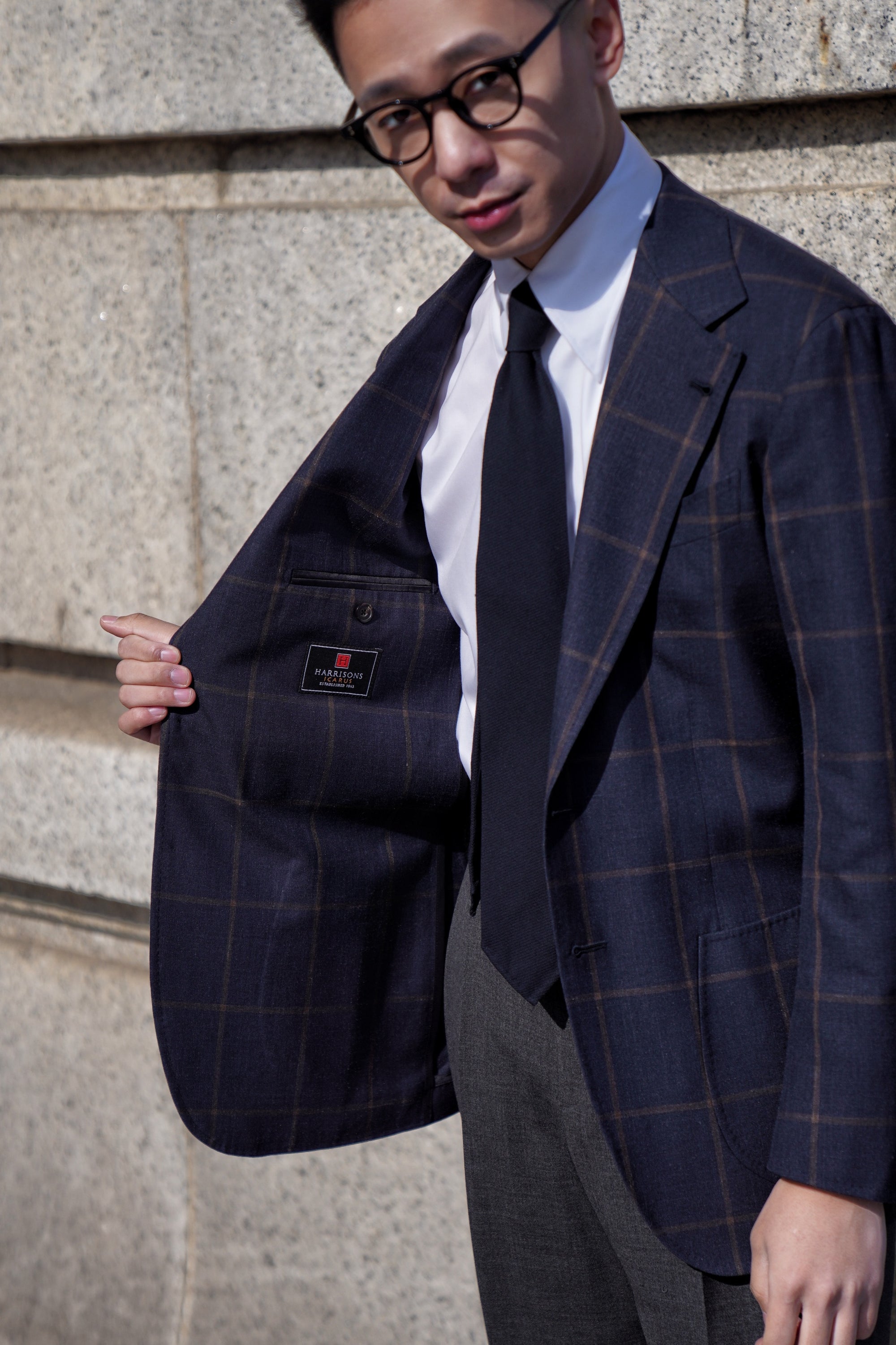 Navy Brown Windowpane Jacket #38