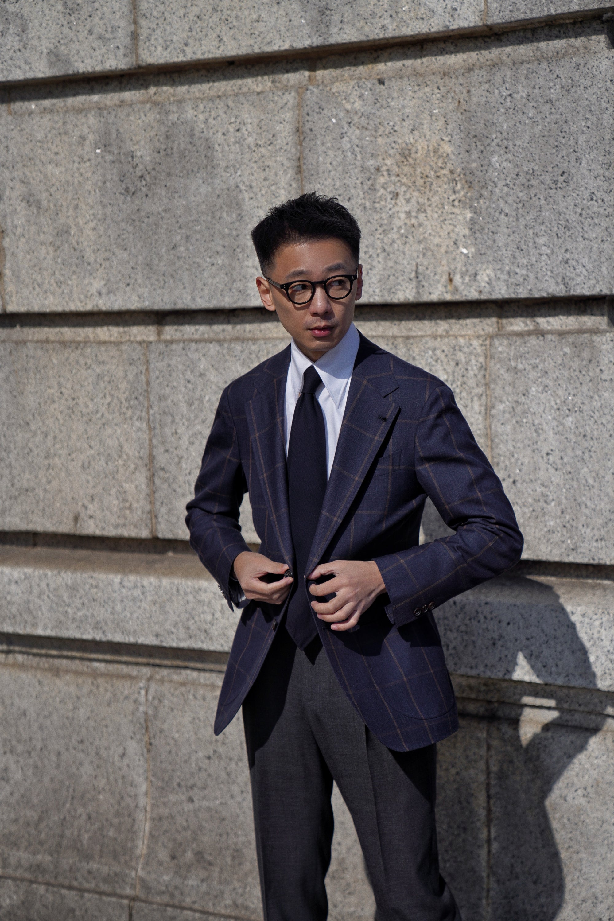 Navy Brown Windowpane Jacket #38