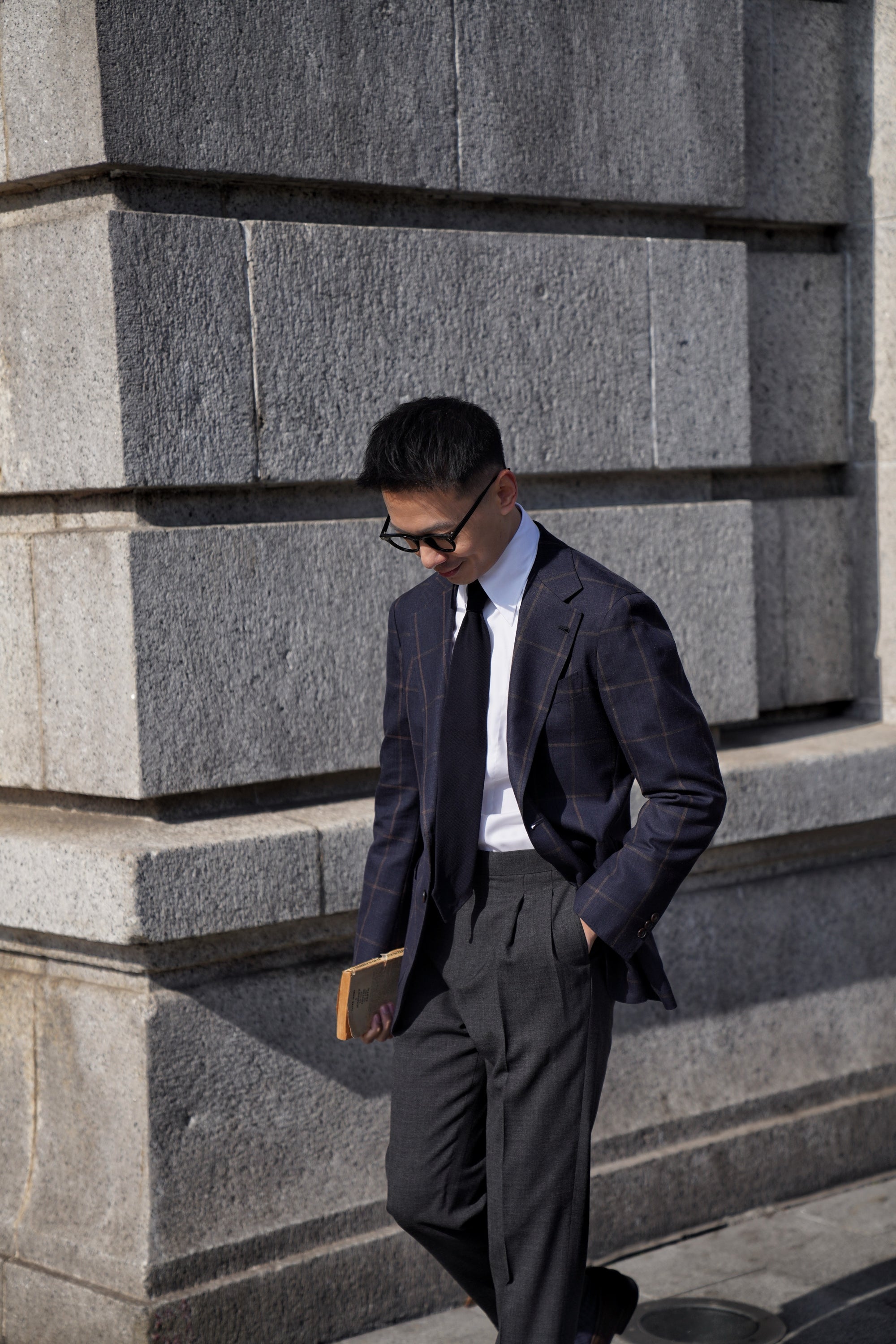Navy Brown Windowpane Jacket #38