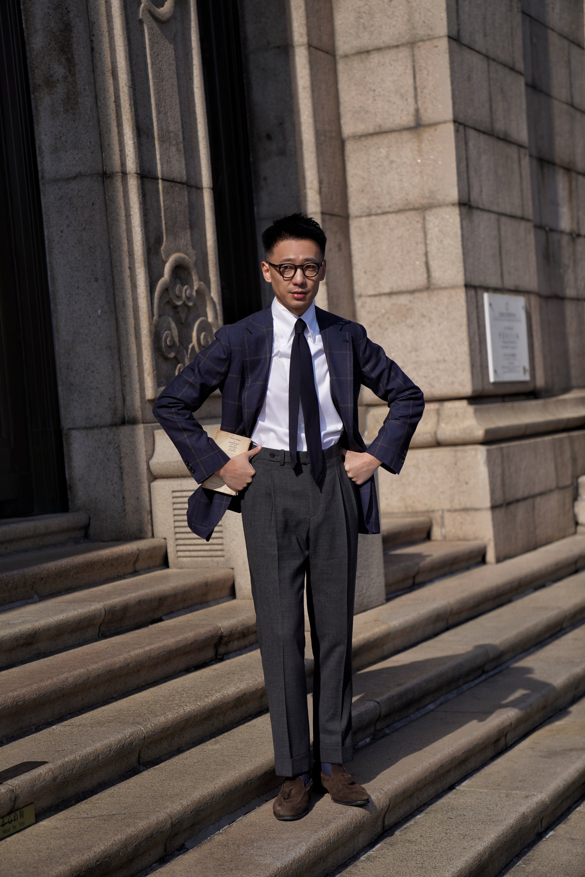 Navy Brown Windowpane Jacket #38