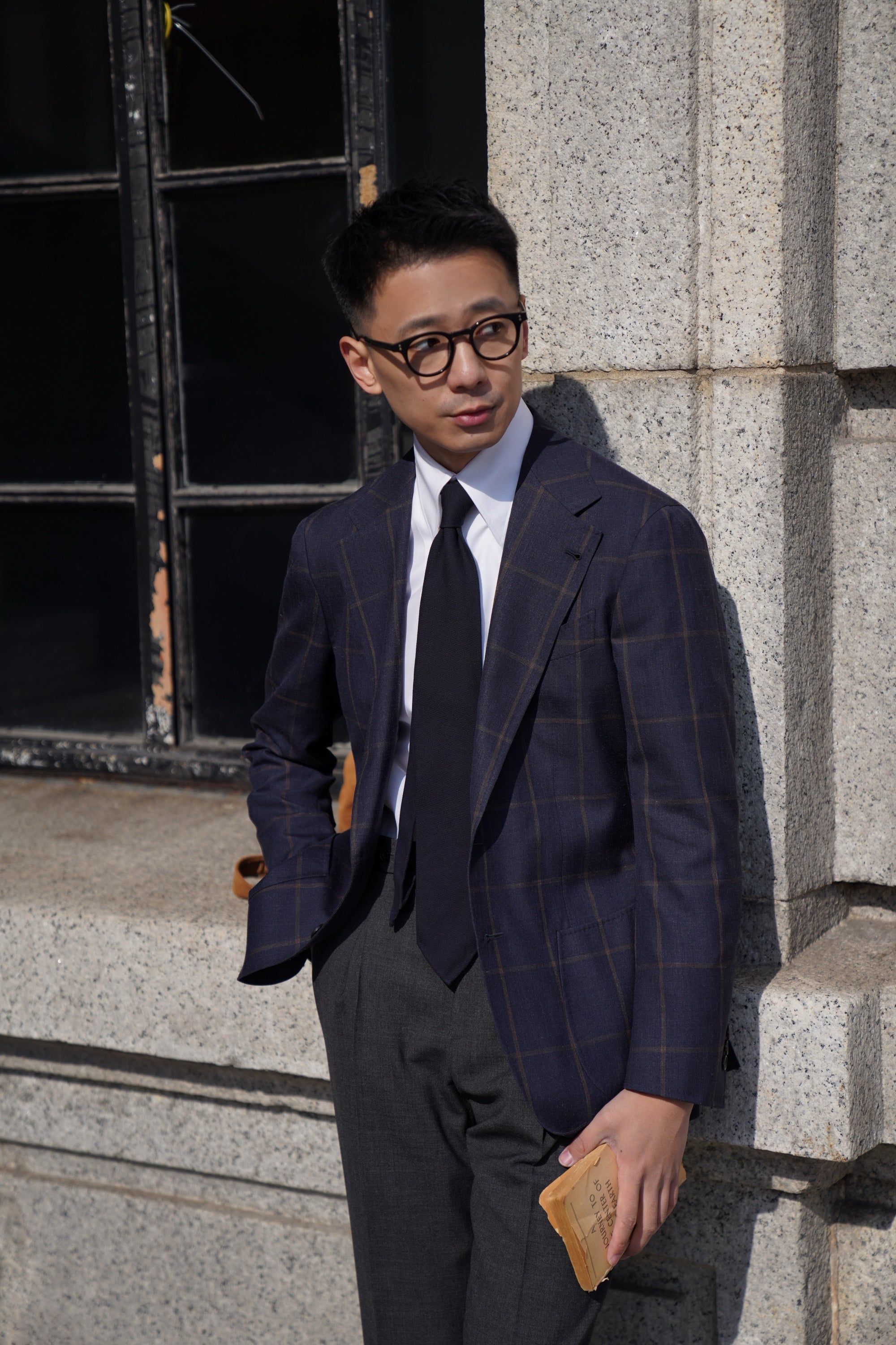 Navy Brown Windowpane Jacket #38