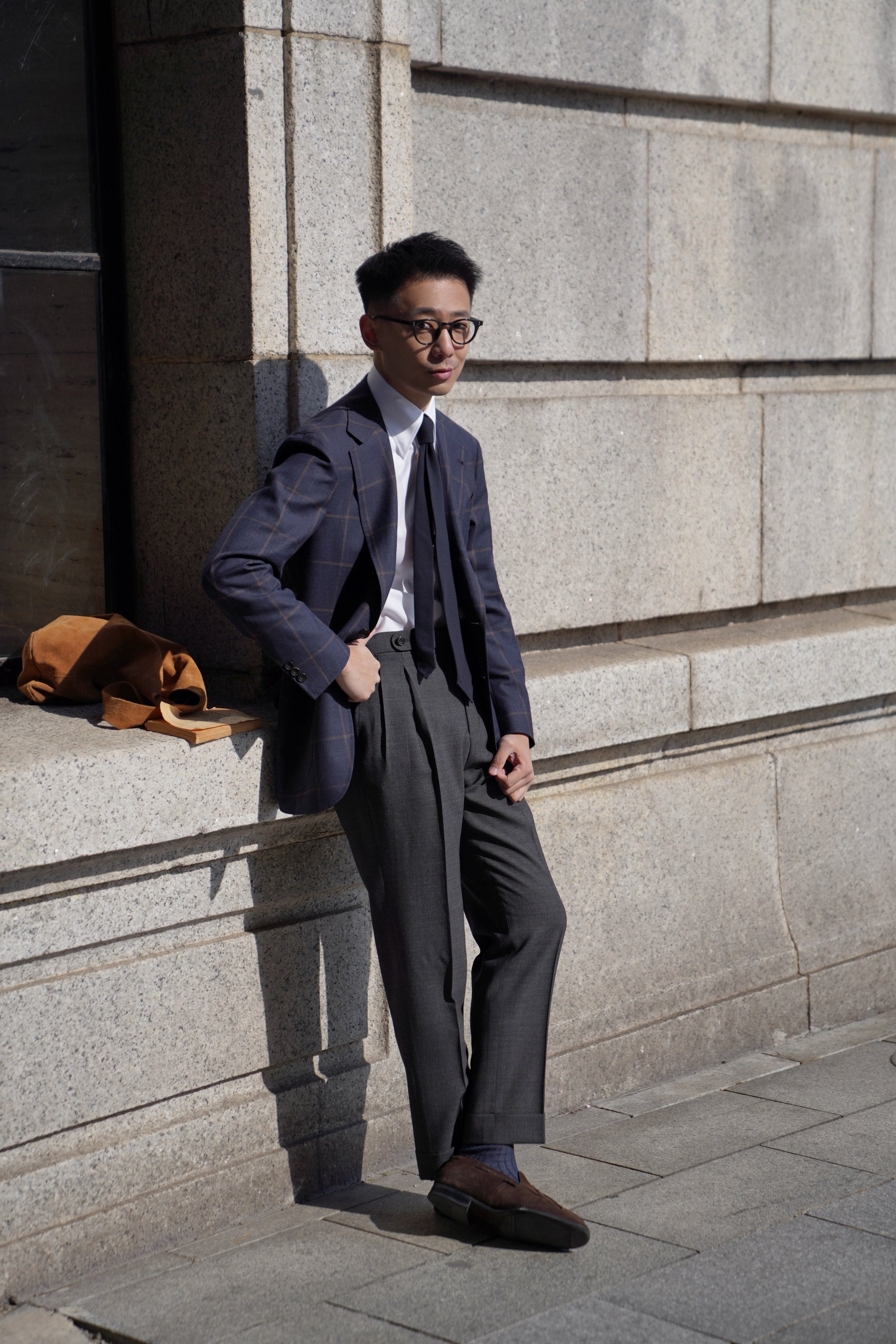 Navy Brown Windowpane Jacket #38