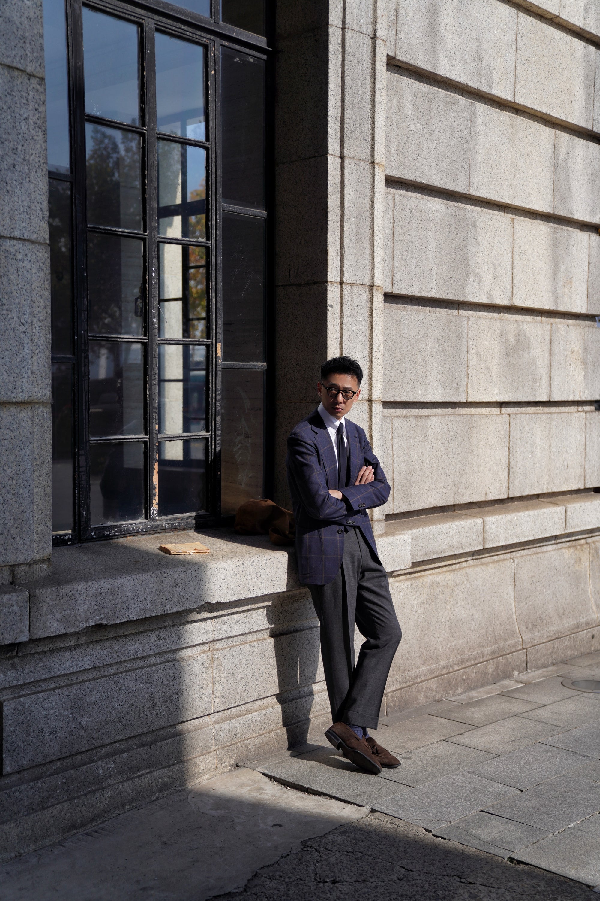 Mid Grey High Twist Wool Trousers #302