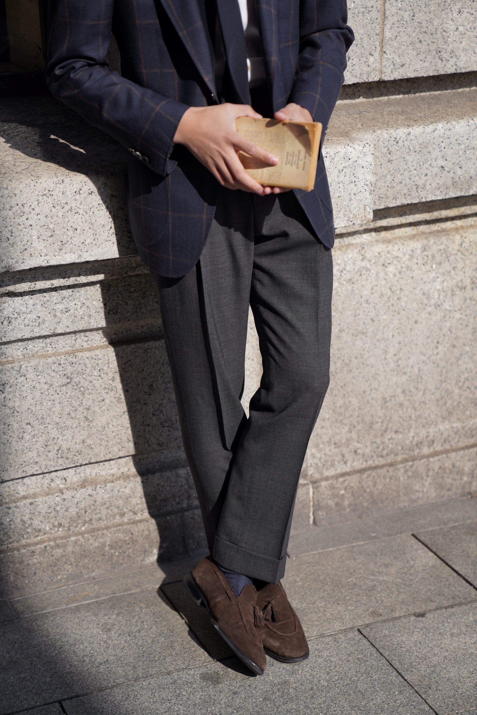 Mid Grey High Twist Wool Trousers #302