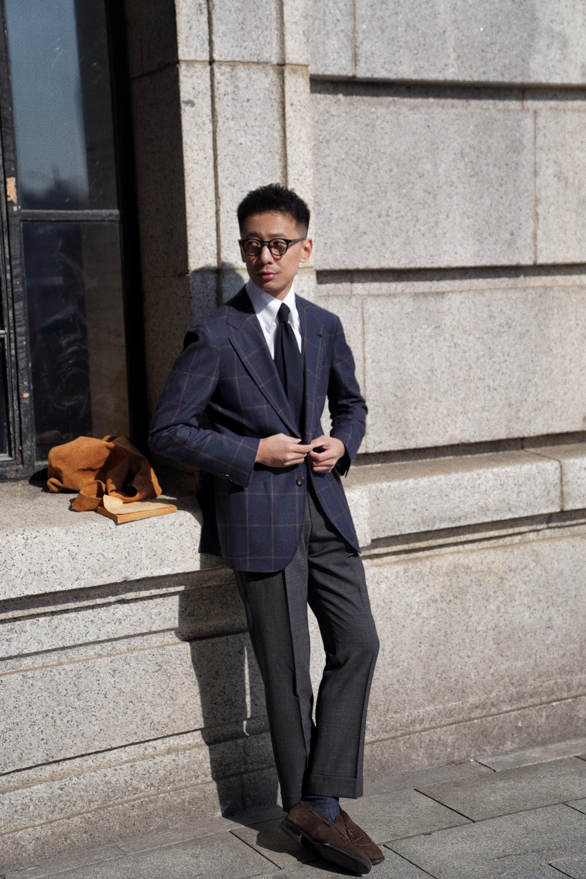 Mid Grey High Twist Wool Trousers #302
