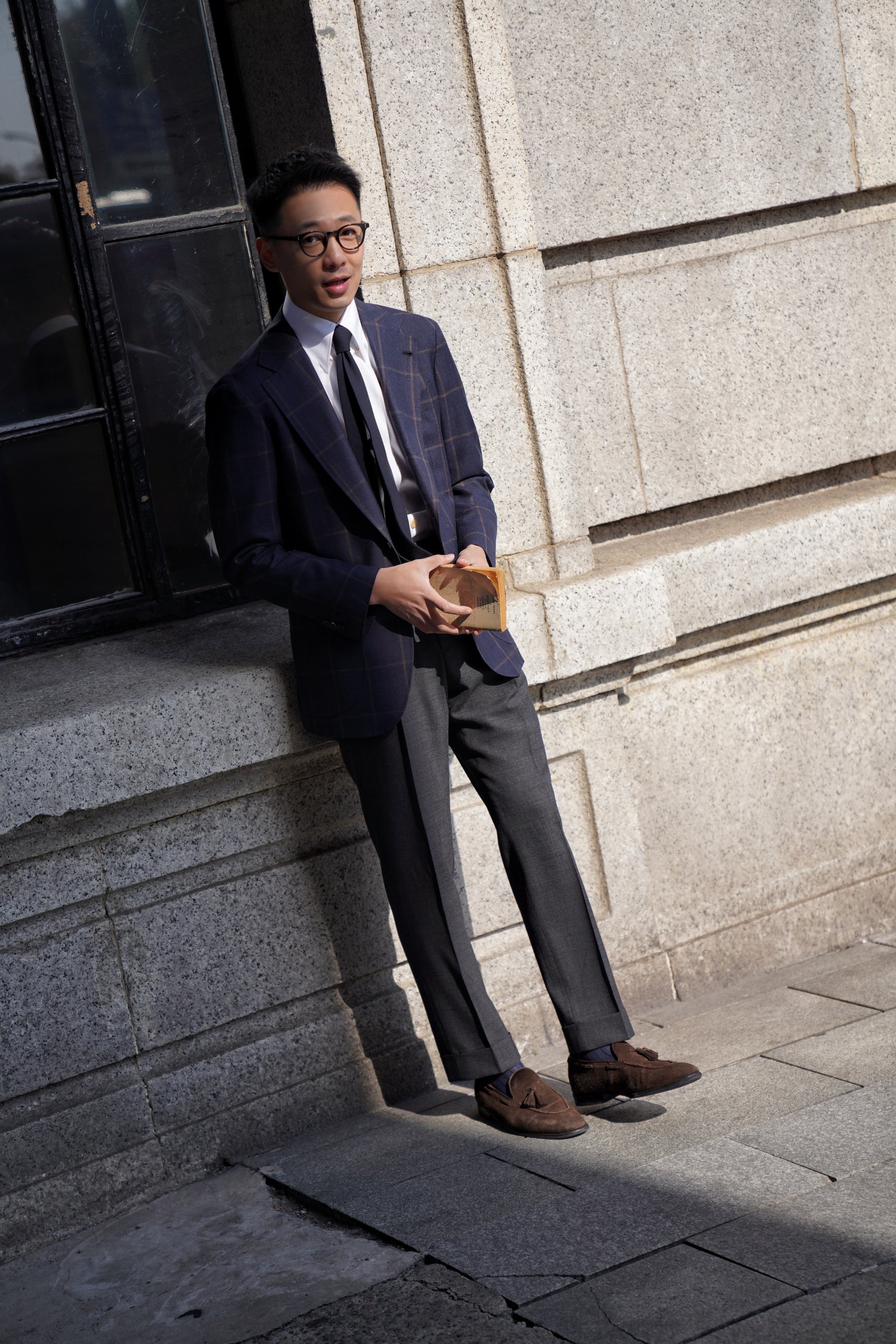 Mid Grey High Twist Wool Trousers #302