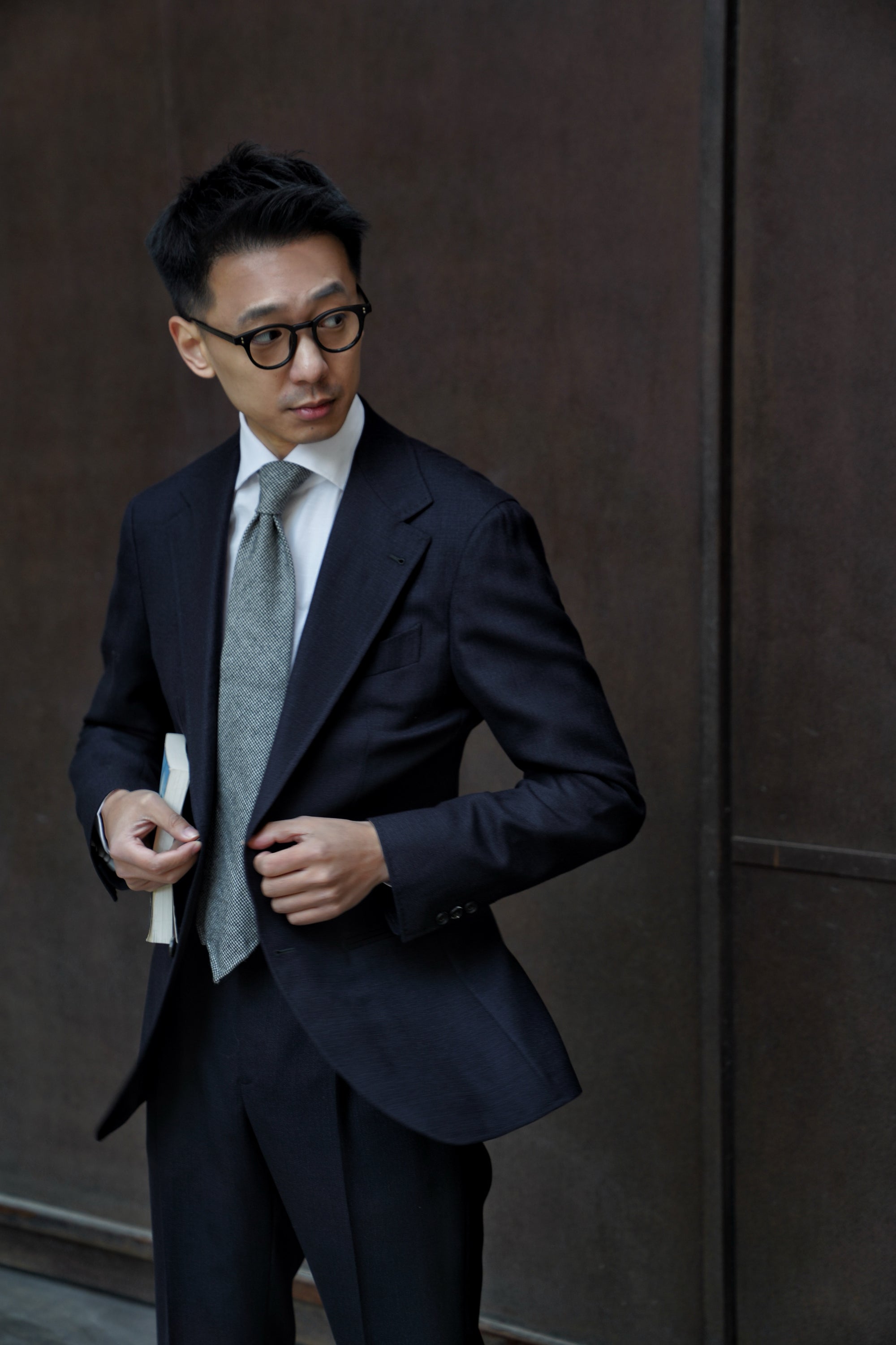 MTO Ink Blue Wool Silk Melange Suit #311