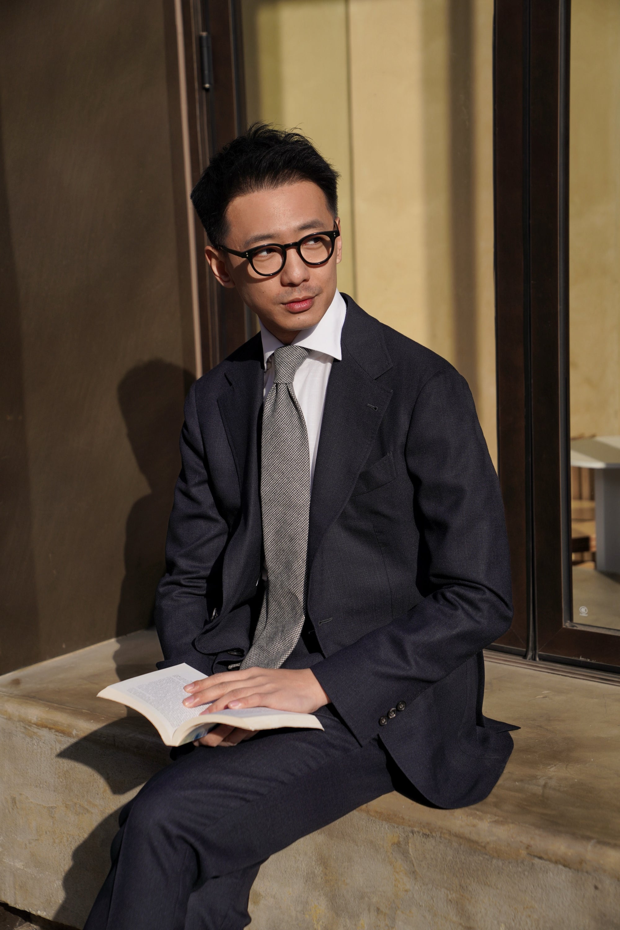 MTO Ink Blue Wool Silk Melange Suit #311