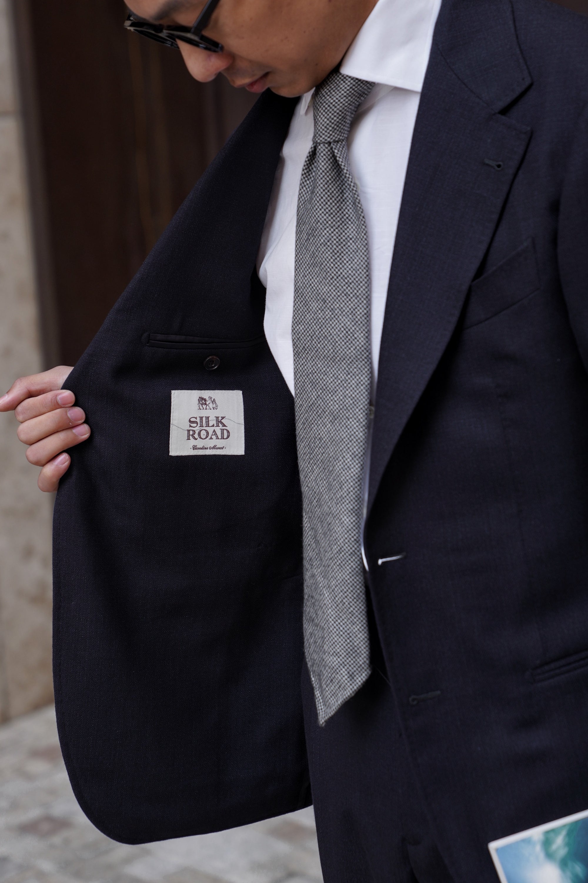 MTO Ink Blue Wool Silk Melange Suit #311