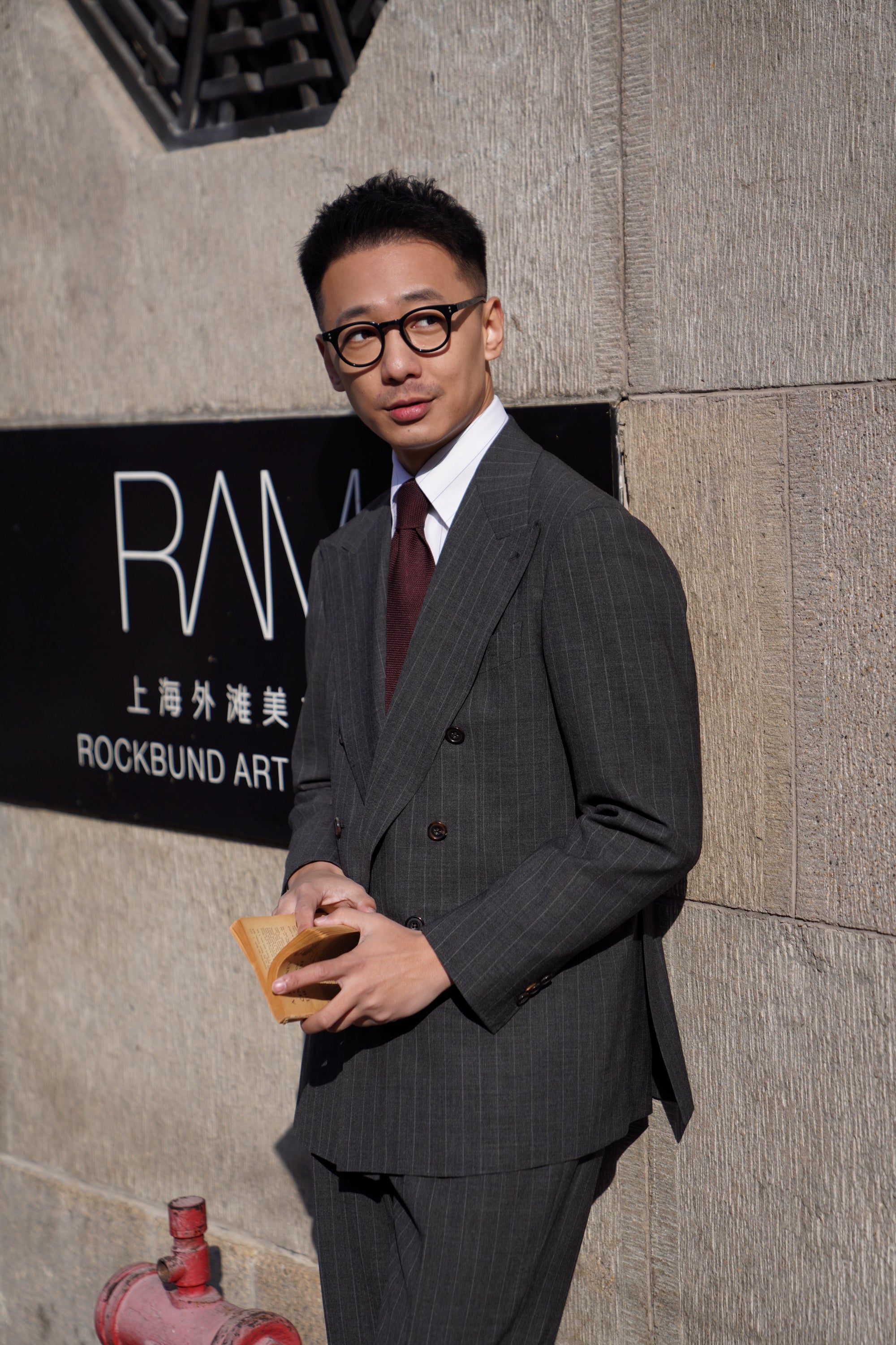 Mid Grey Pinstripe Wool Suit #306