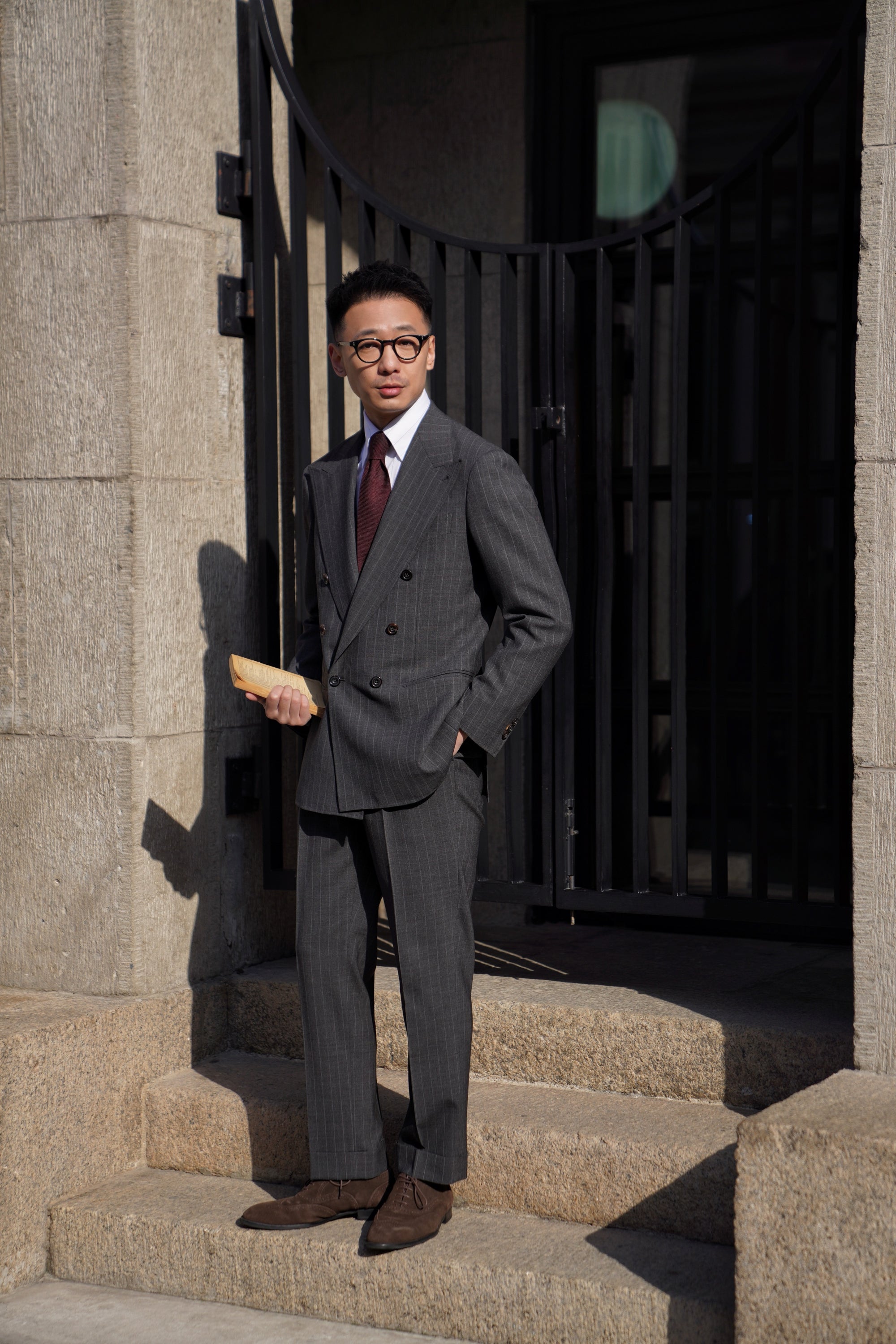 Mid Grey Pinstripe Wool Suit #306