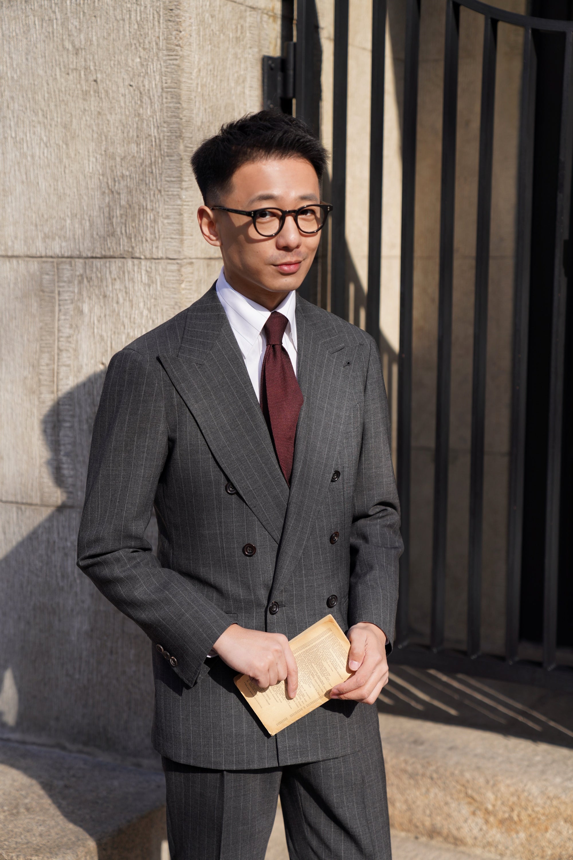 Mid Grey Pinstripe Wool Suit #306
