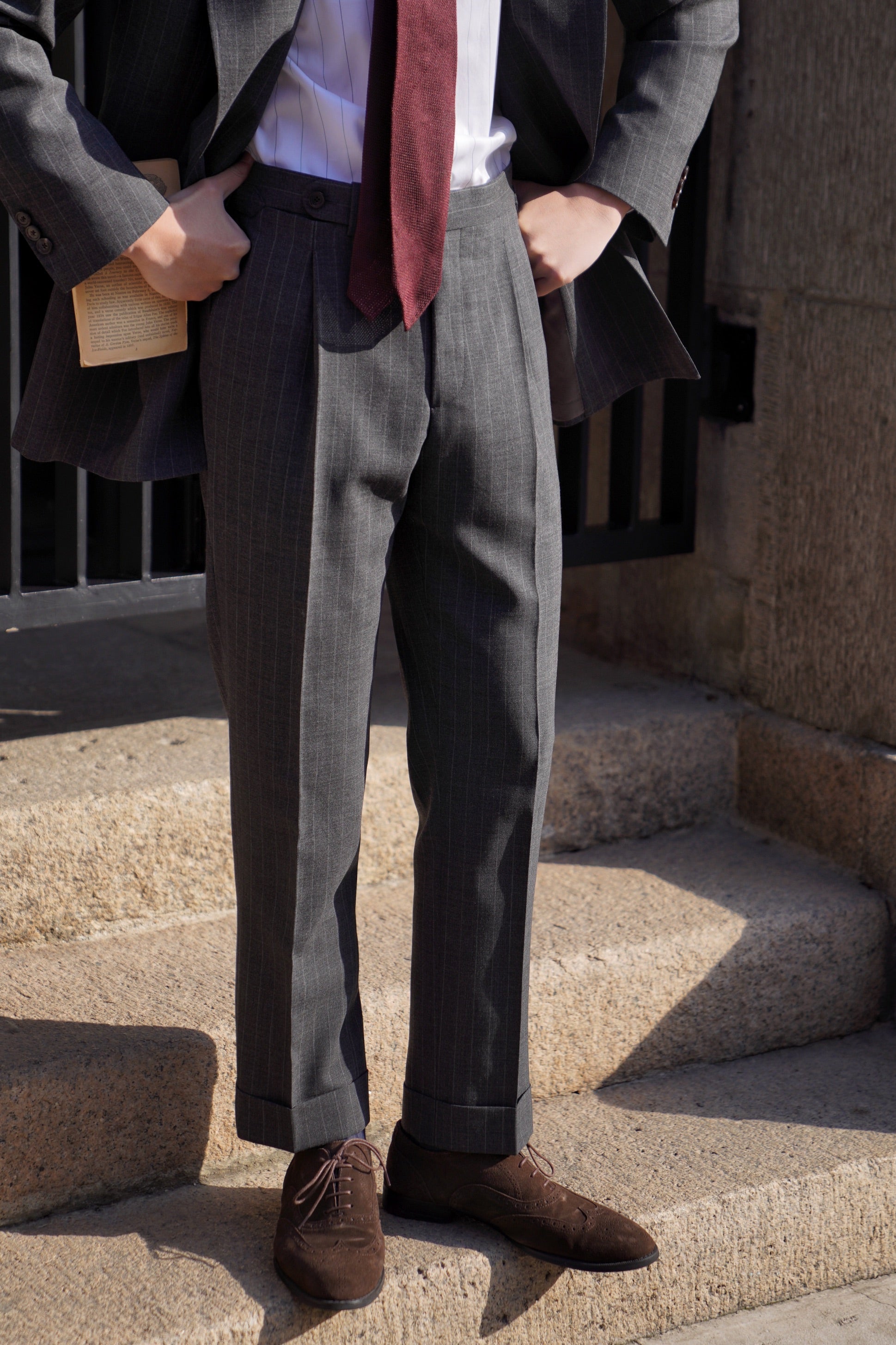 Mid Grey Pinstripe Wool Suit #306