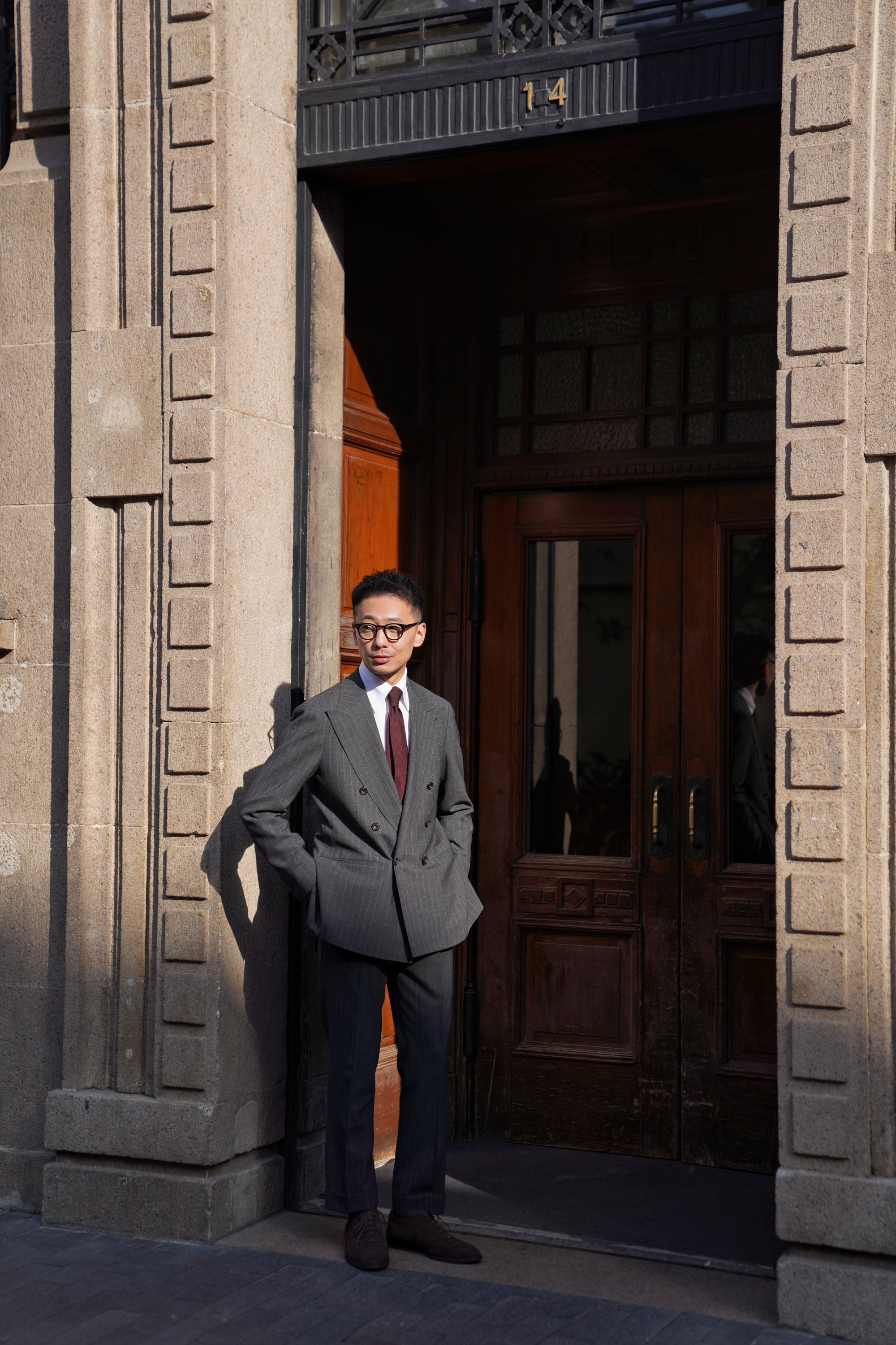 Mid Grey Pinstripe Wool Suit #306