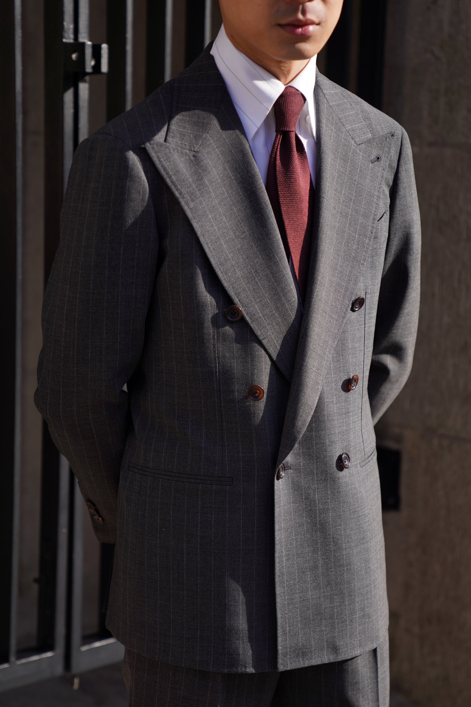 Mid Grey Pinstripe Wool Suit #306