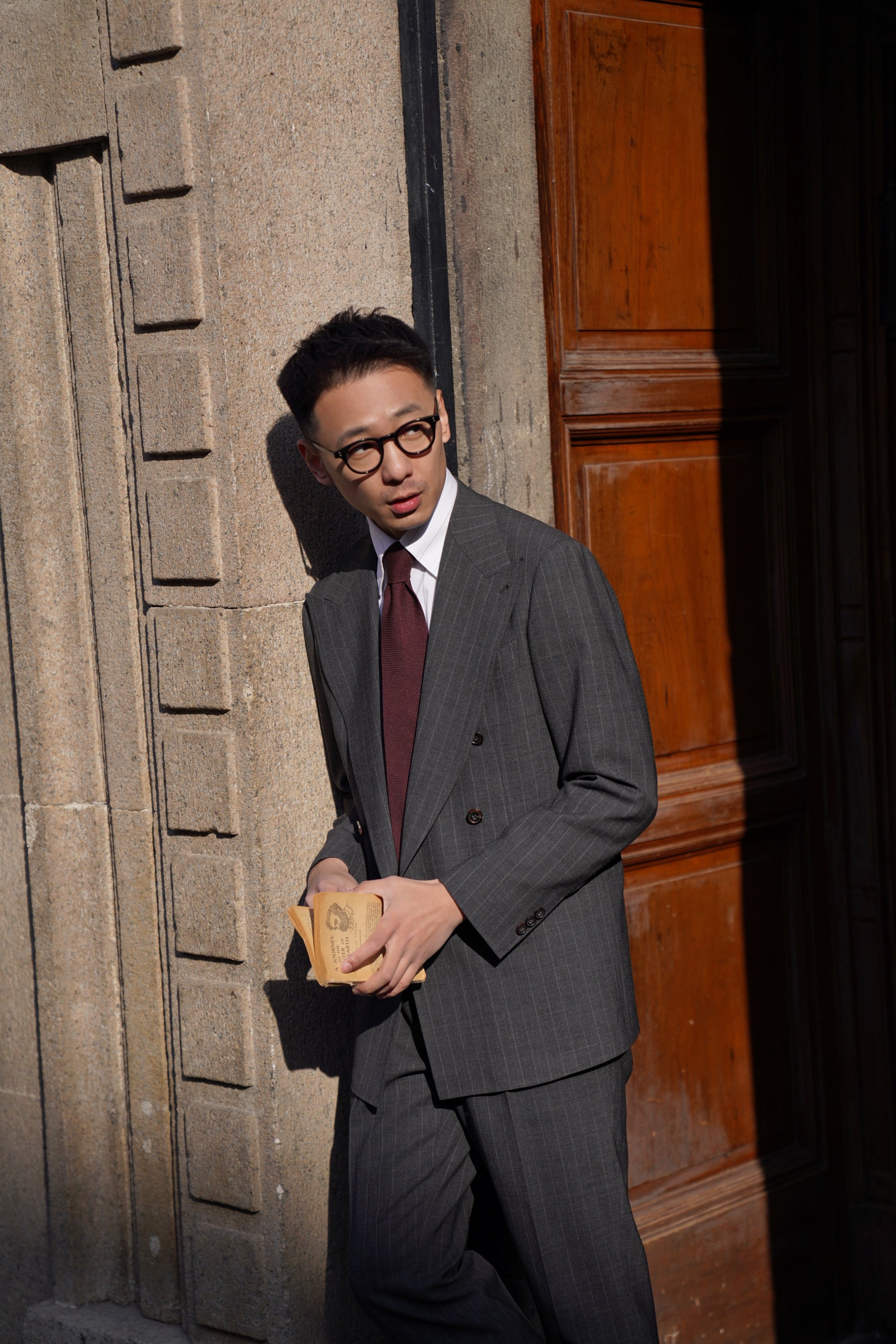 Mid Grey Pinstripe Wool Suit #306