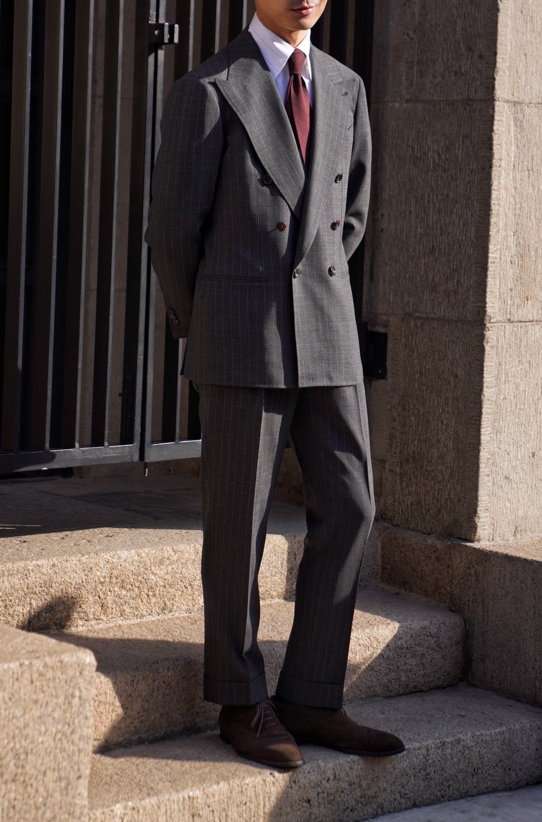 Mid Grey Pinstripe Wool Suit #306