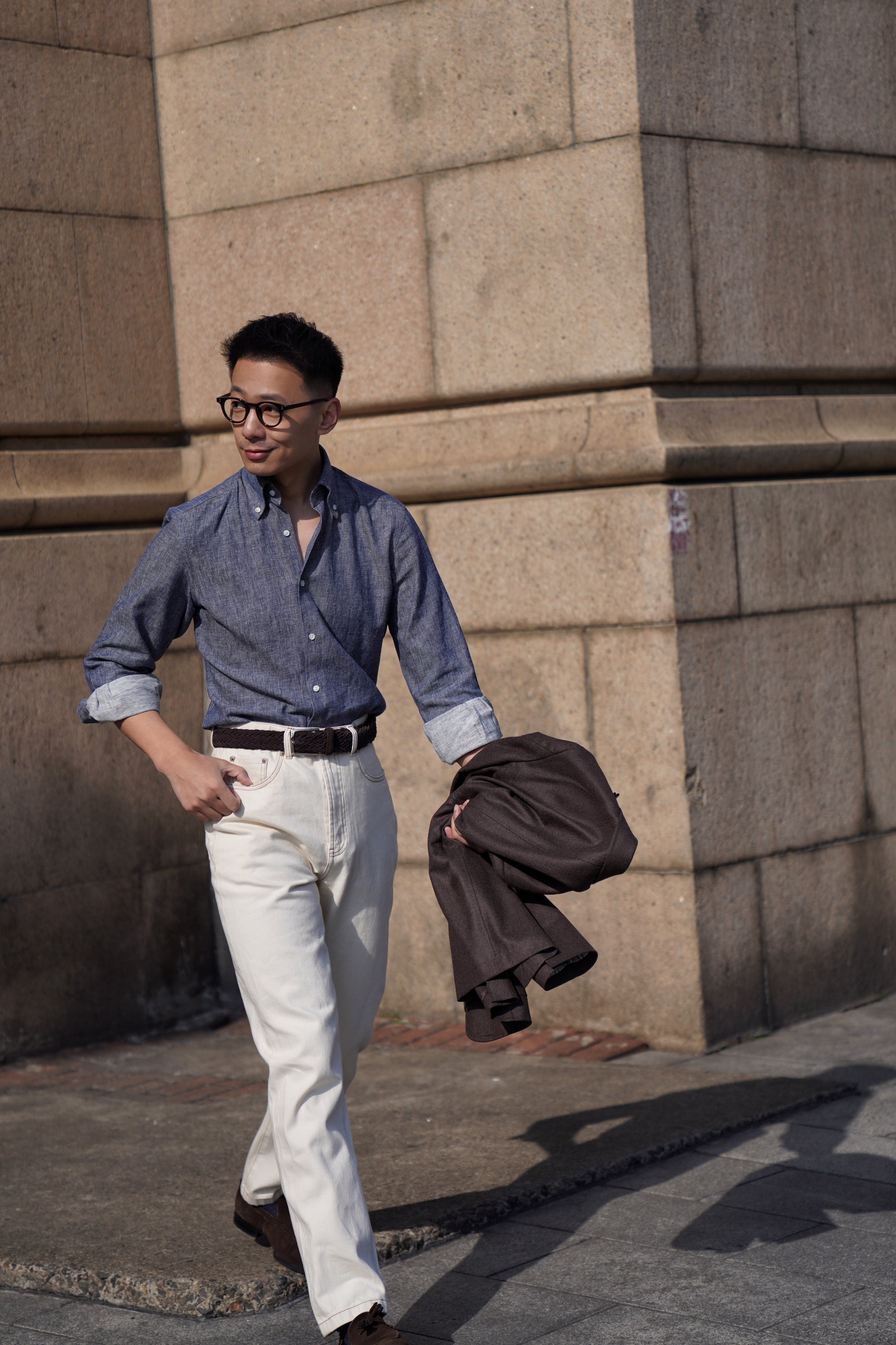 MTO Indigo Cotton Linen Blending Shirt