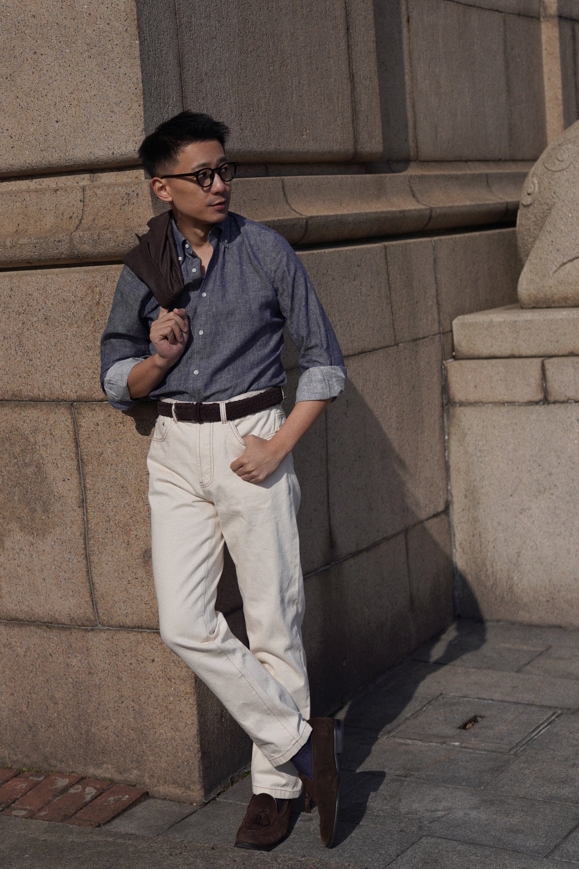 MTO Indigo Cotton Linen Blending Shirt