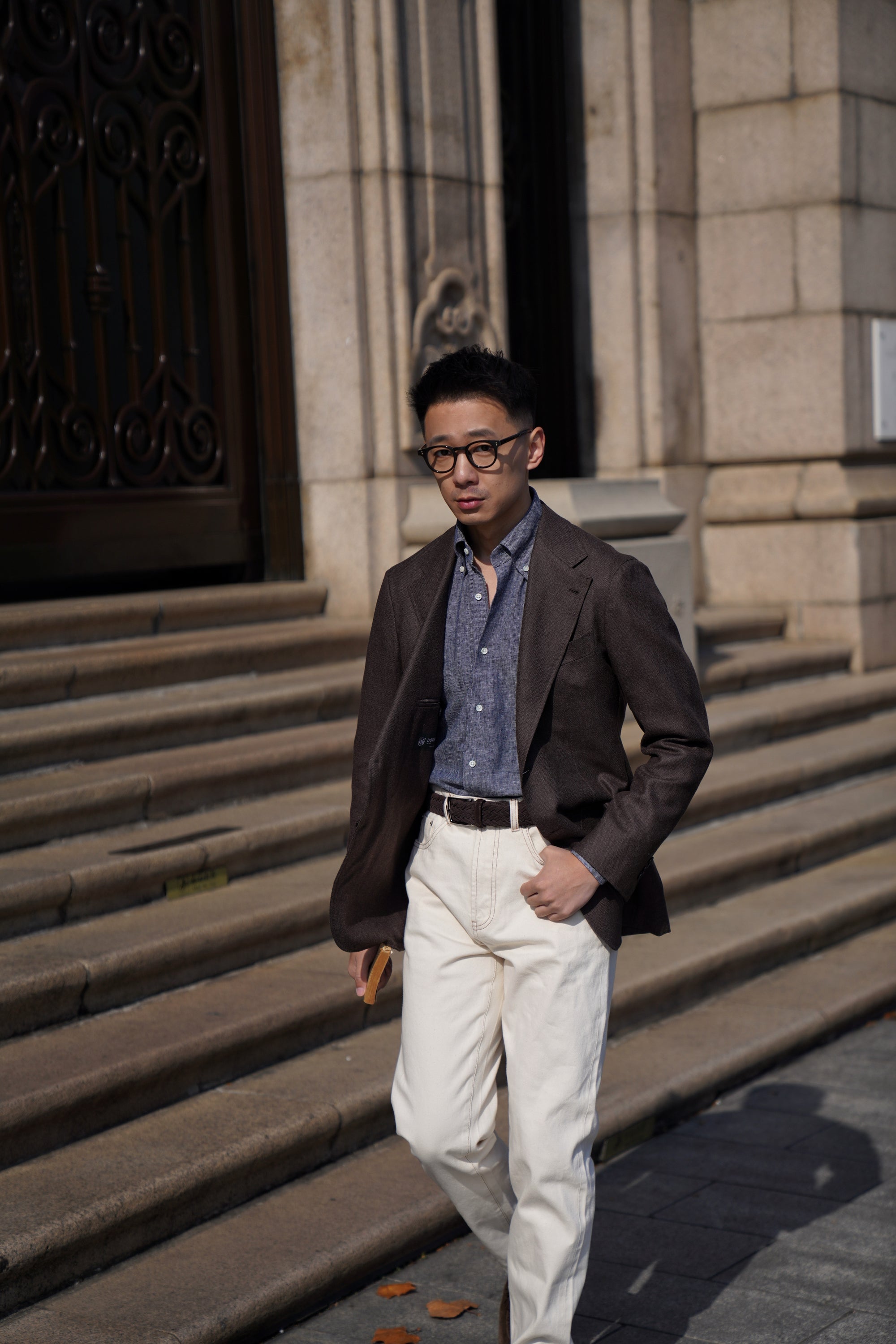 MTO Indigo Cotton Linen Blending Shirt