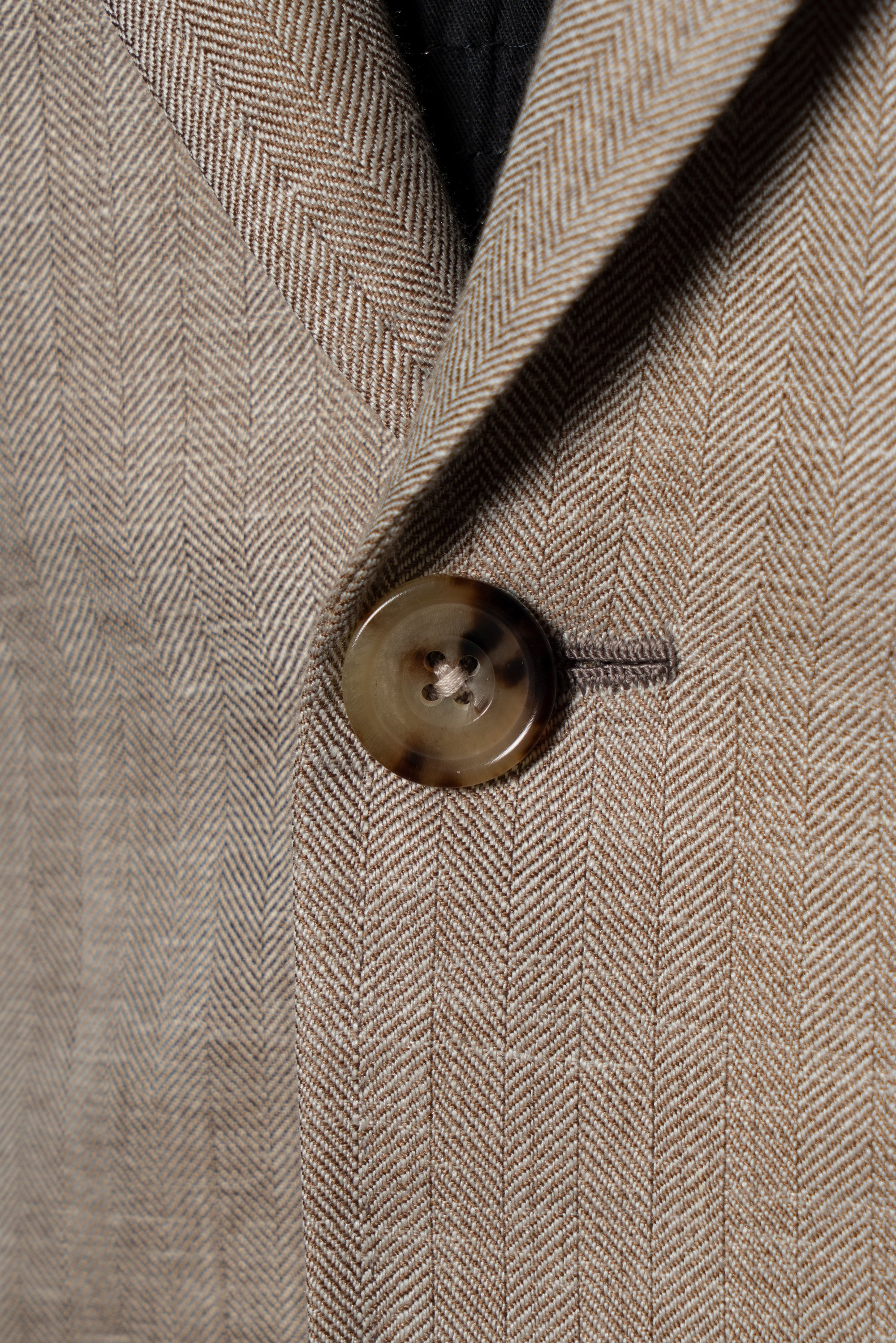 MTO Champagne Herringbone Wool Silk Linen Suit