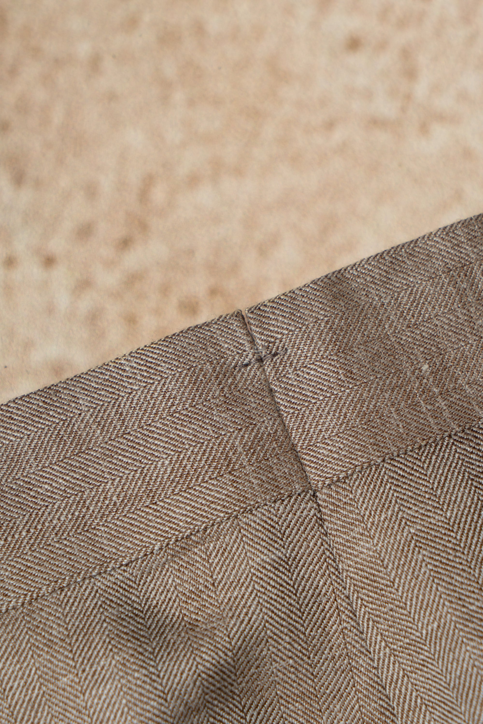 MTO Champagne Herringbone Wool Silk Linen Suit