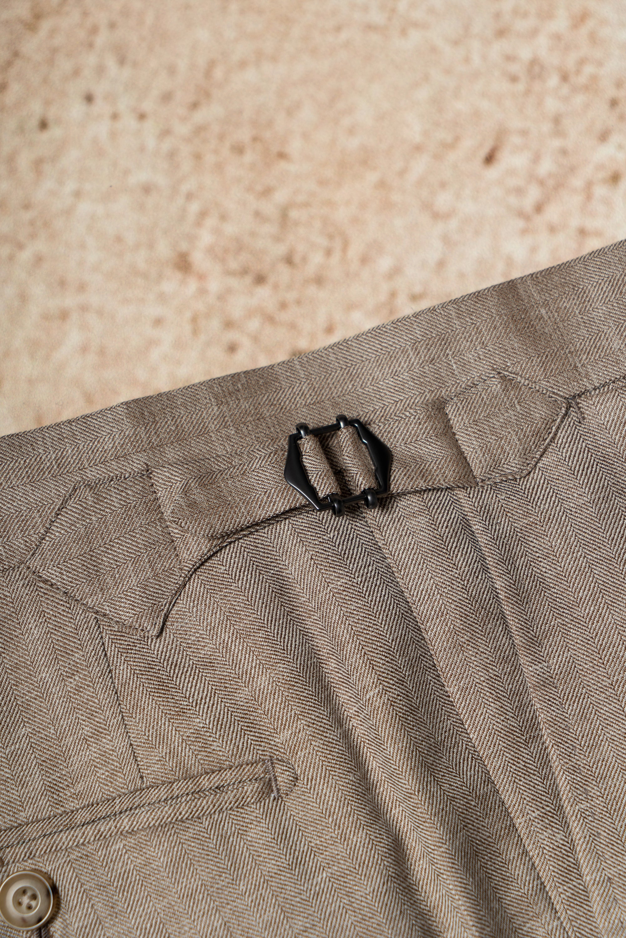 MTO Champagne Herringbone Wool Silk Linen Suit