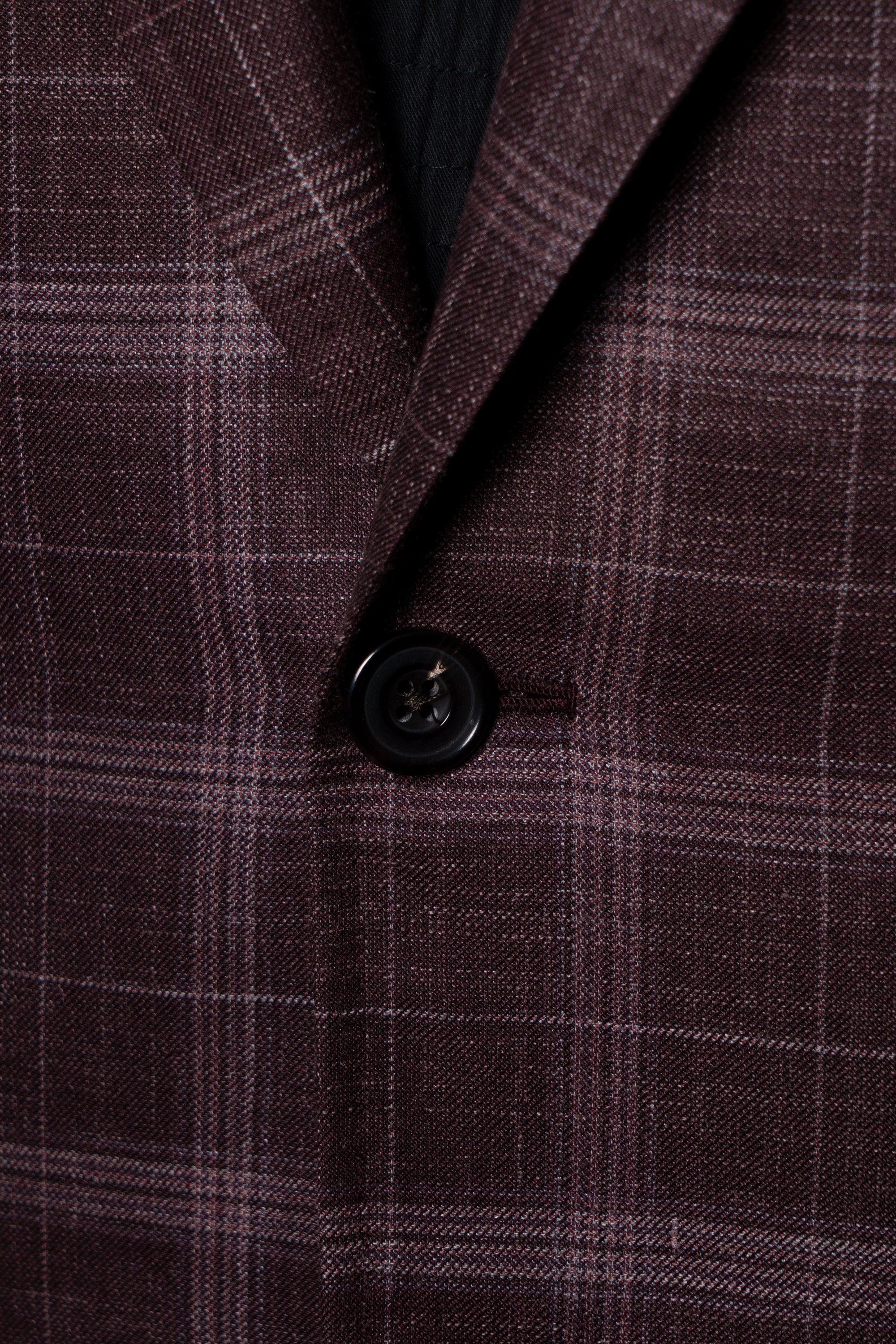 MTO Burgundy Overcheck Wool Silk Linen Jacket #340