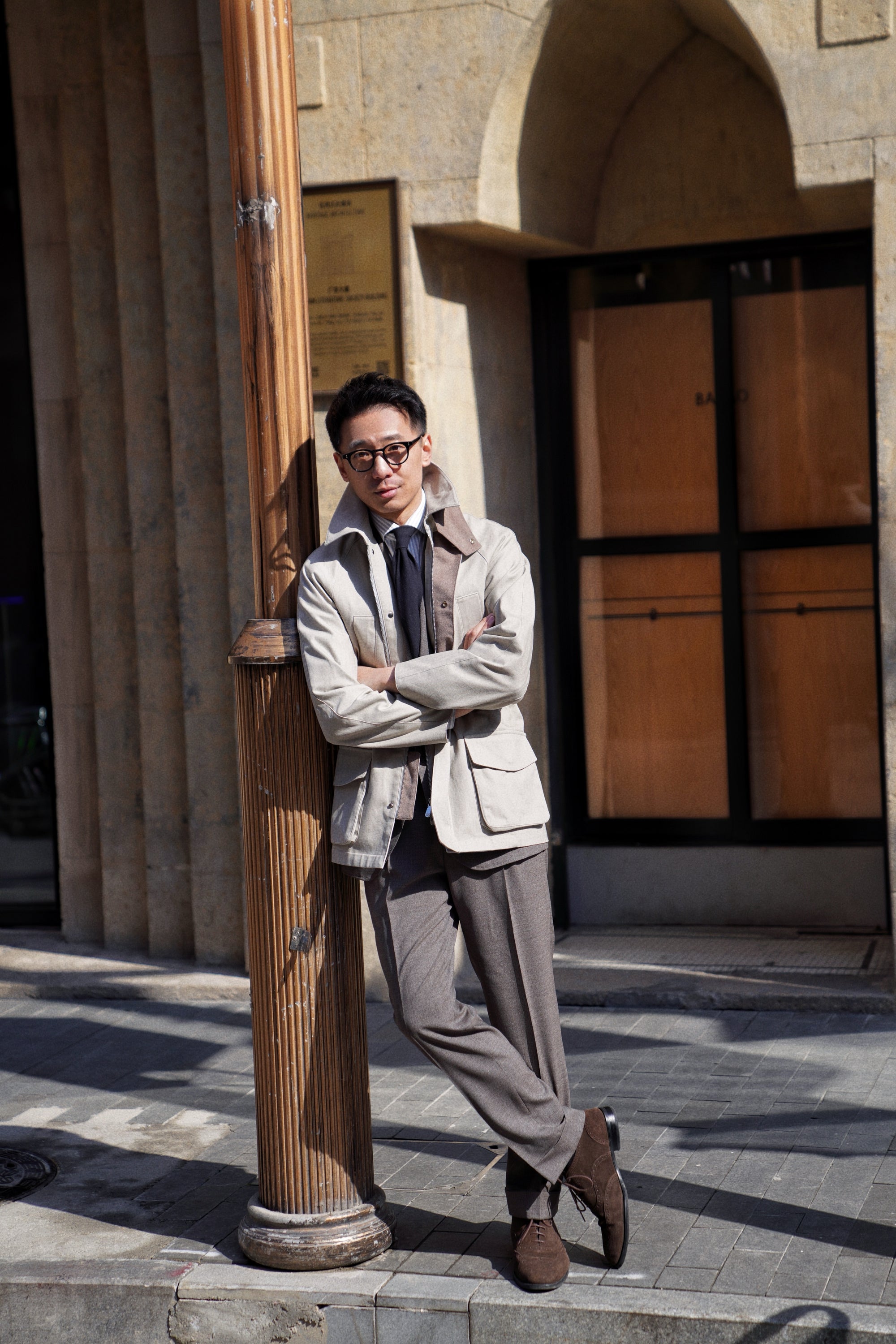 Stone Herringbone Cotton Hunting Jacket
