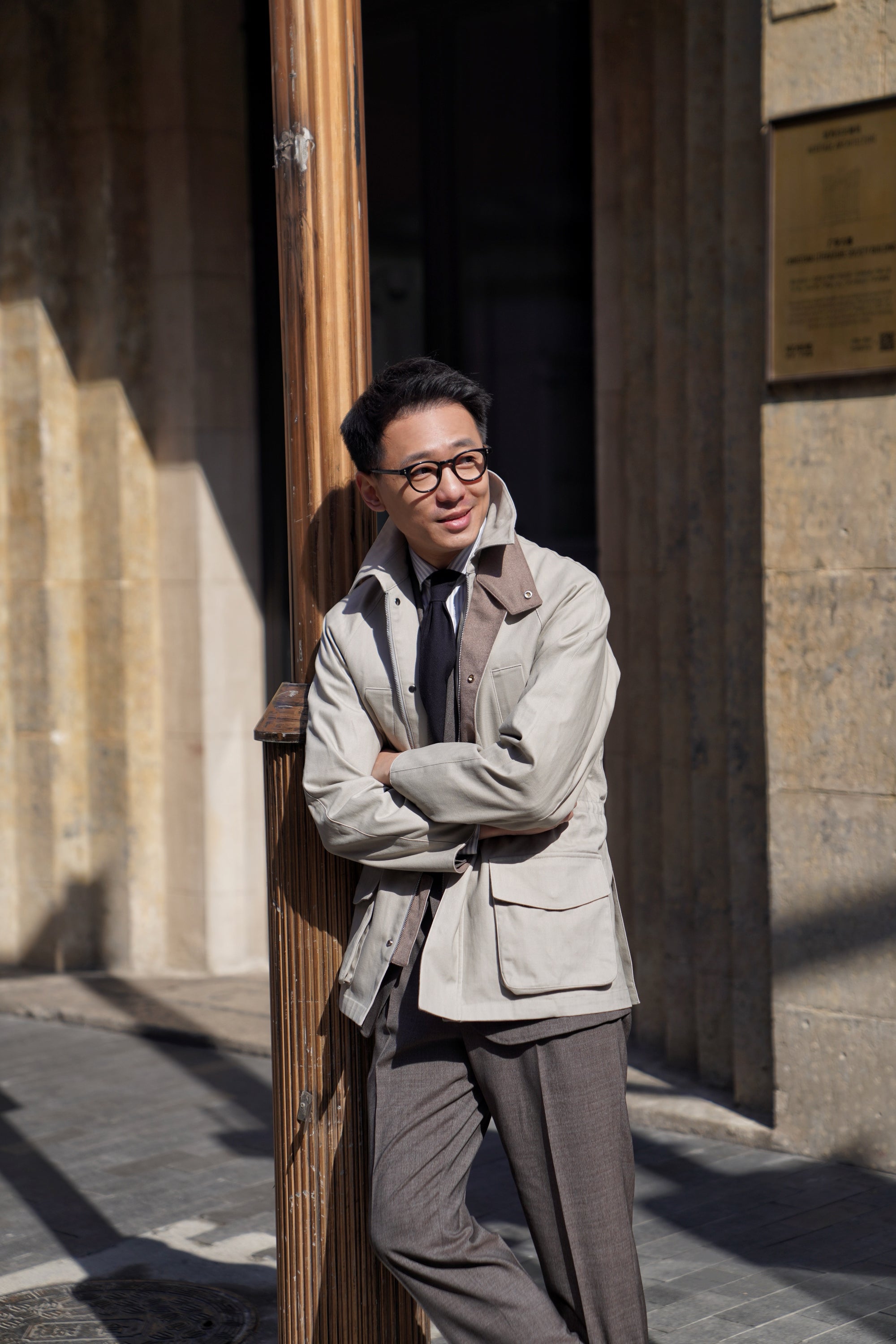 Stone Herringbone Cotton Hunting Jacket