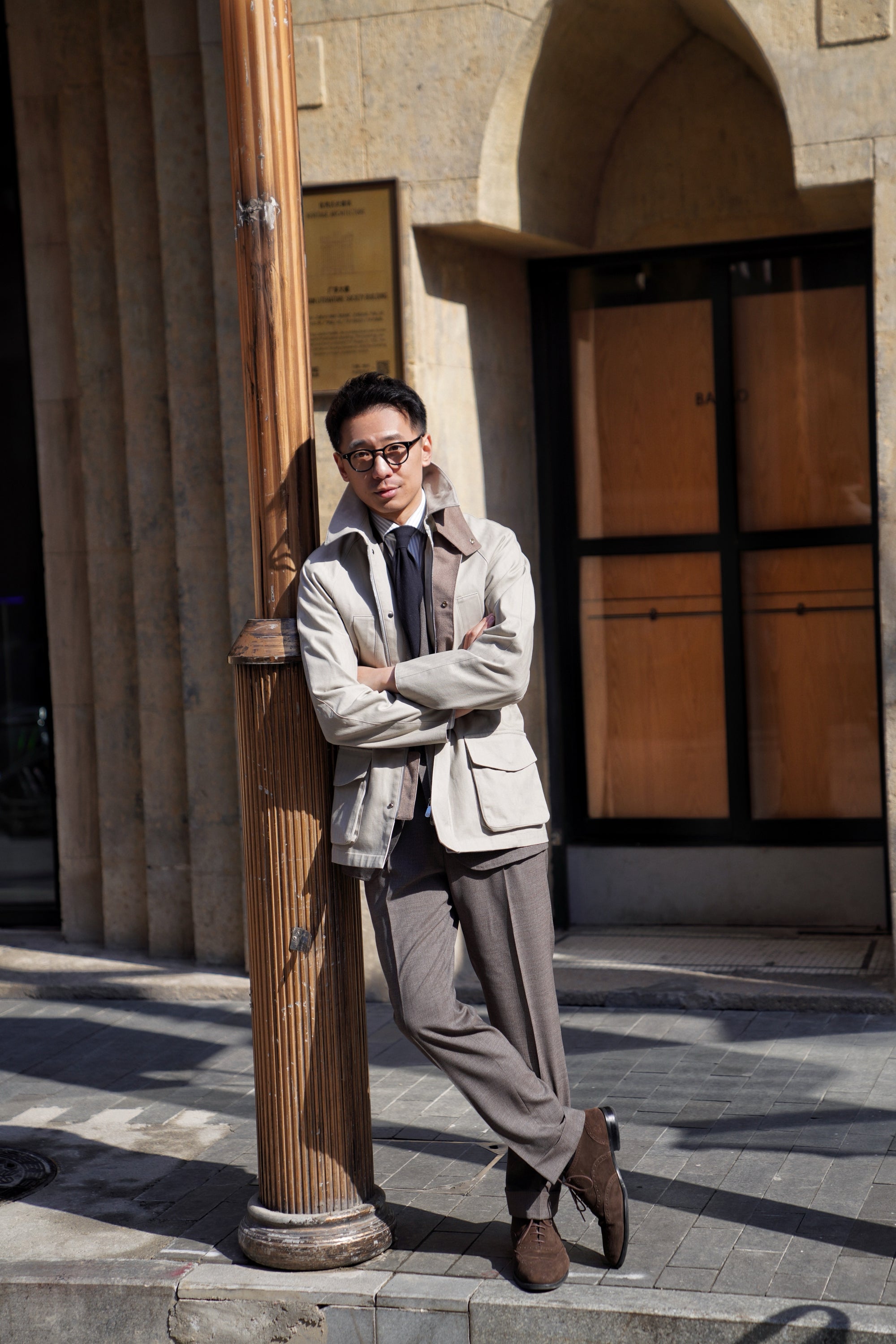 Stone Herringbone Cotton Hunting Jacket