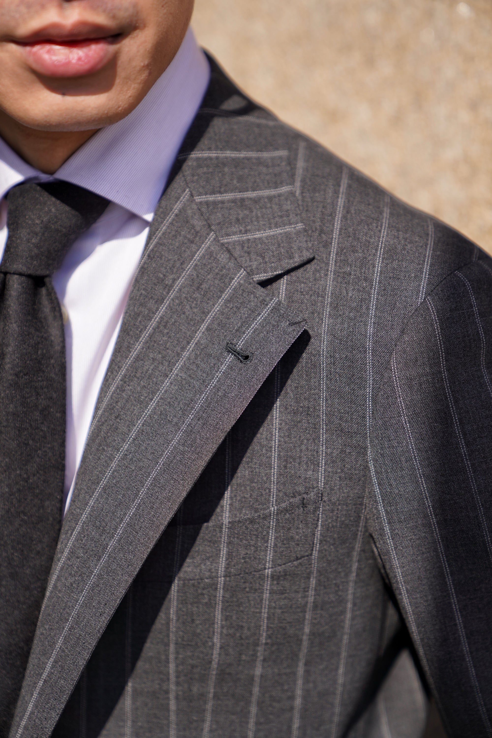 MTO Grey Twin Pinstripe Suit #322