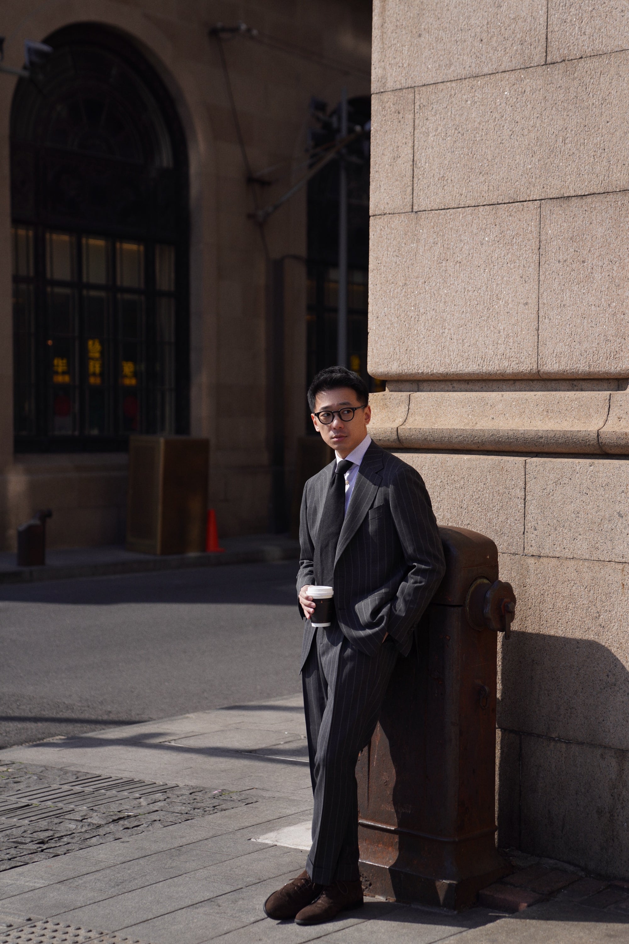 MTO Grey Twin Pinstripe Suit #322