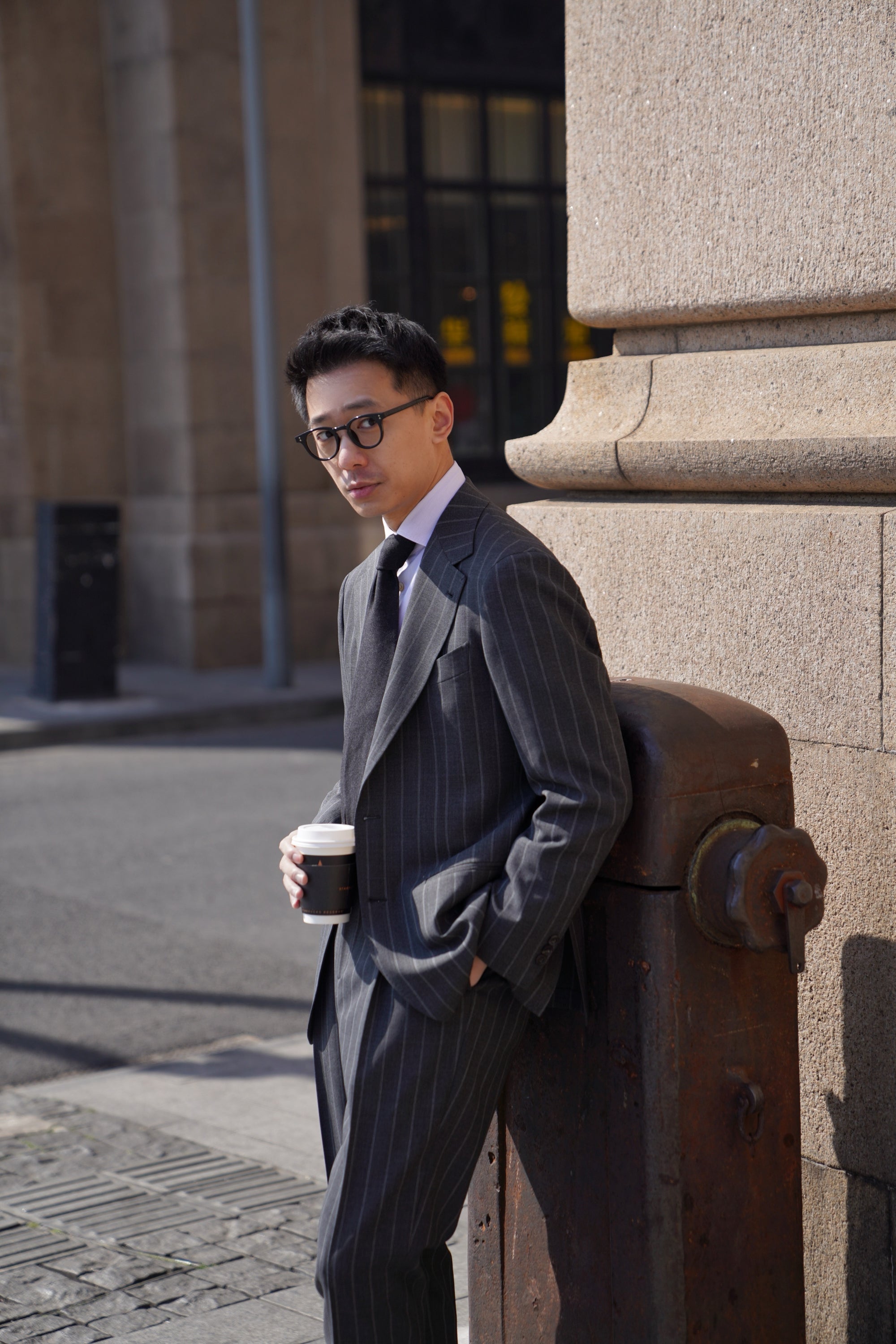 MTO Grey Twin Pinstripe Suit #322