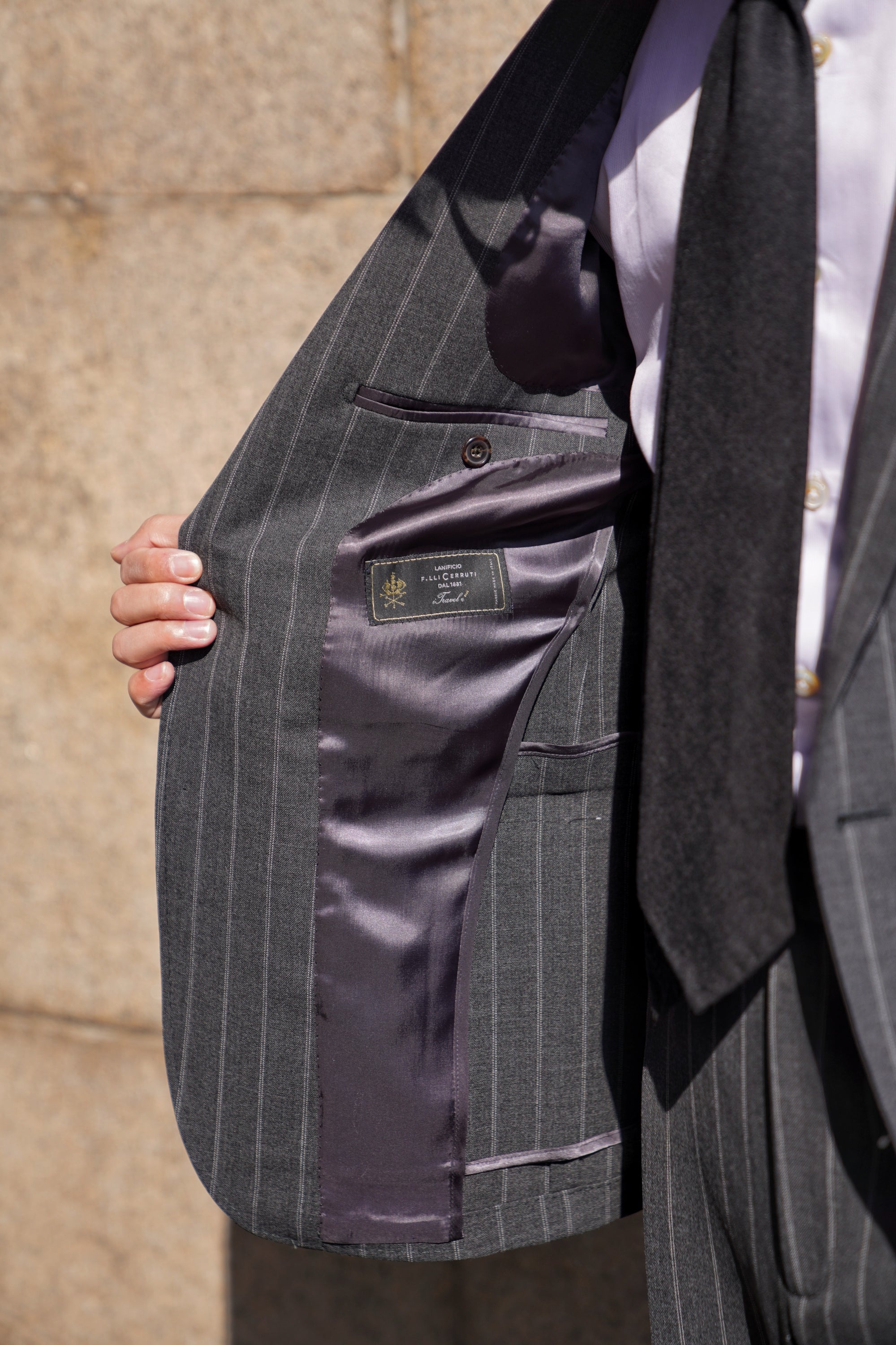 MTO Grey Twin Pinstripe Suit #322