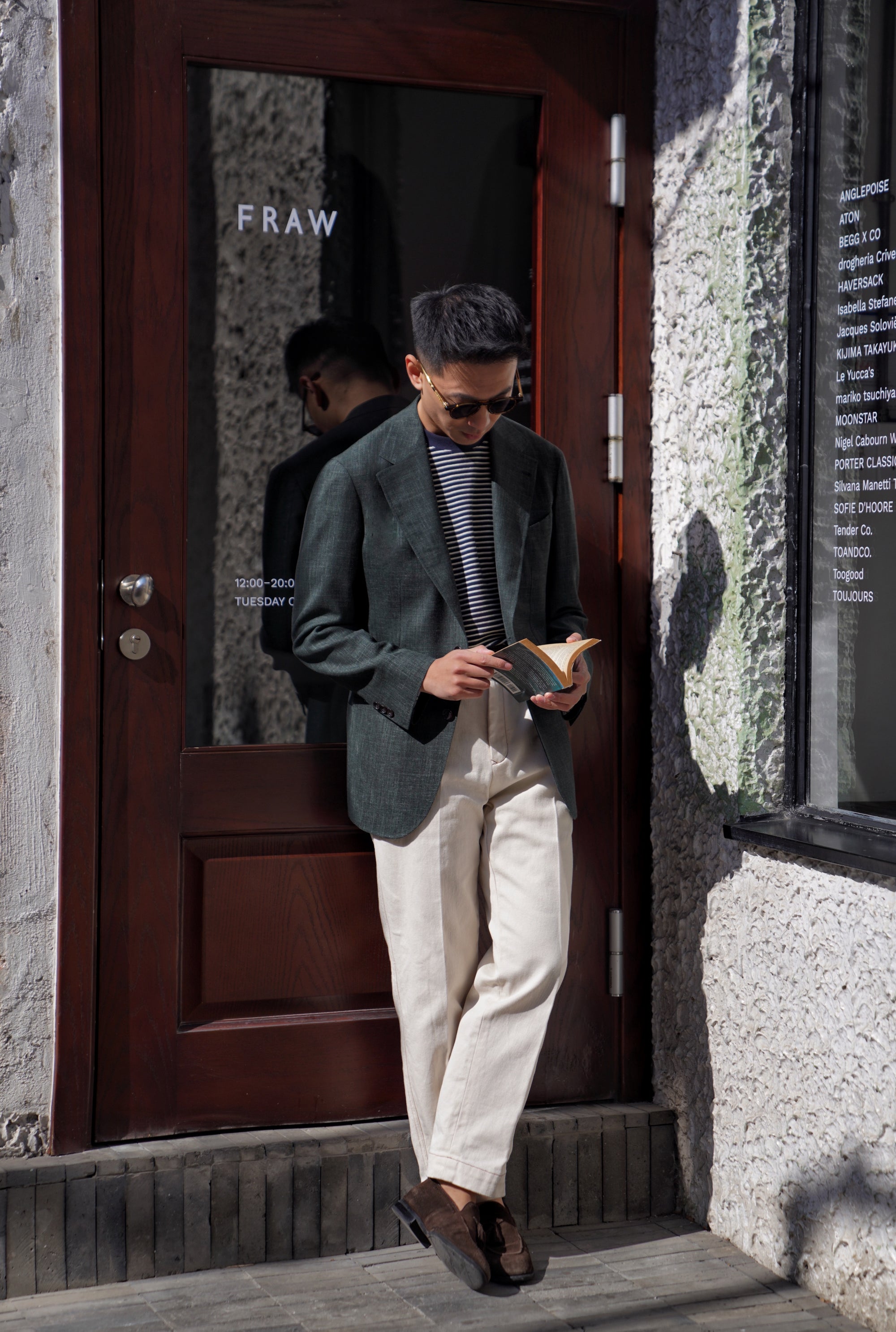 MTO Dark Green Wool Silk Linen Jacket