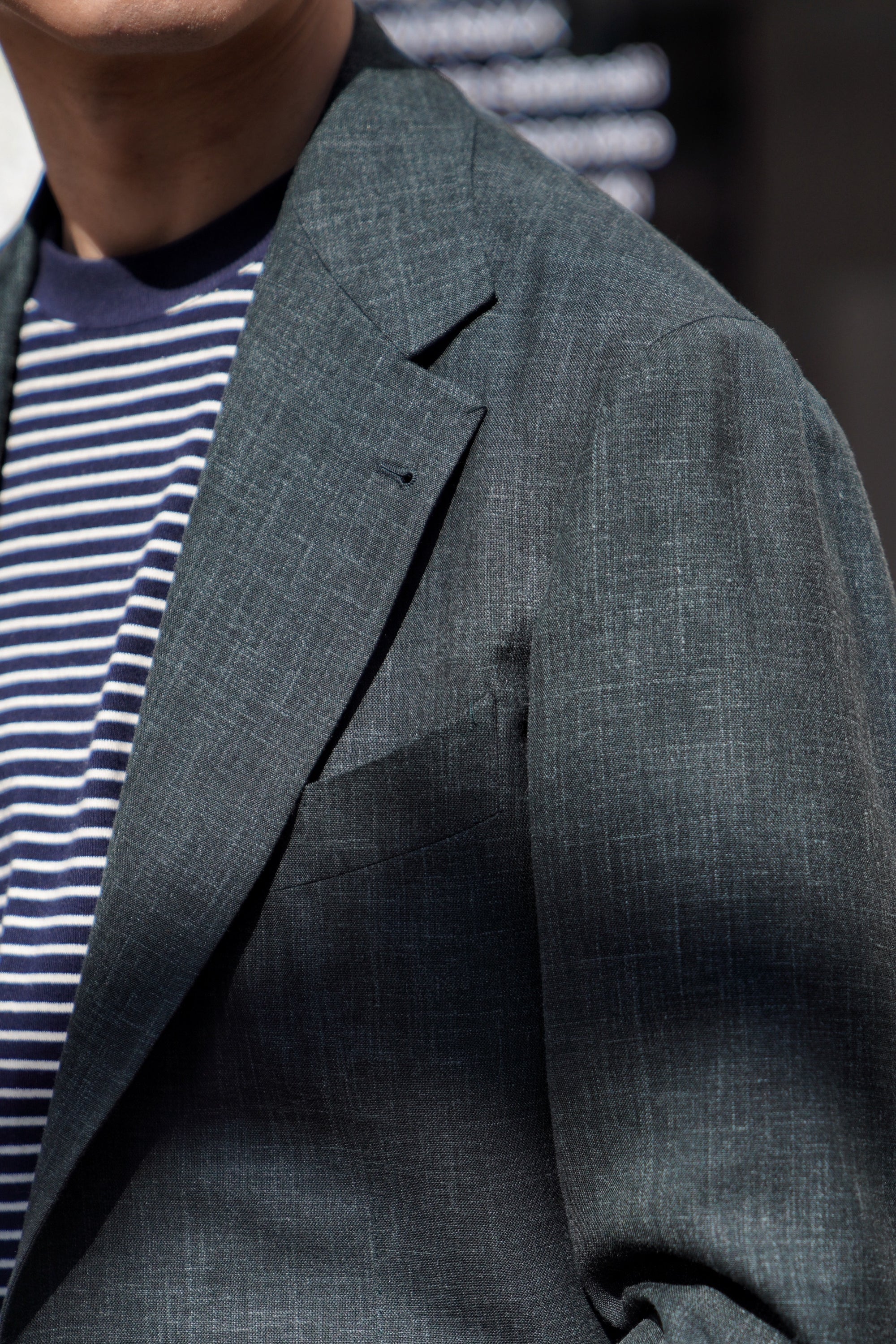 MTO Dark Green Wool Silk Linen Jacket