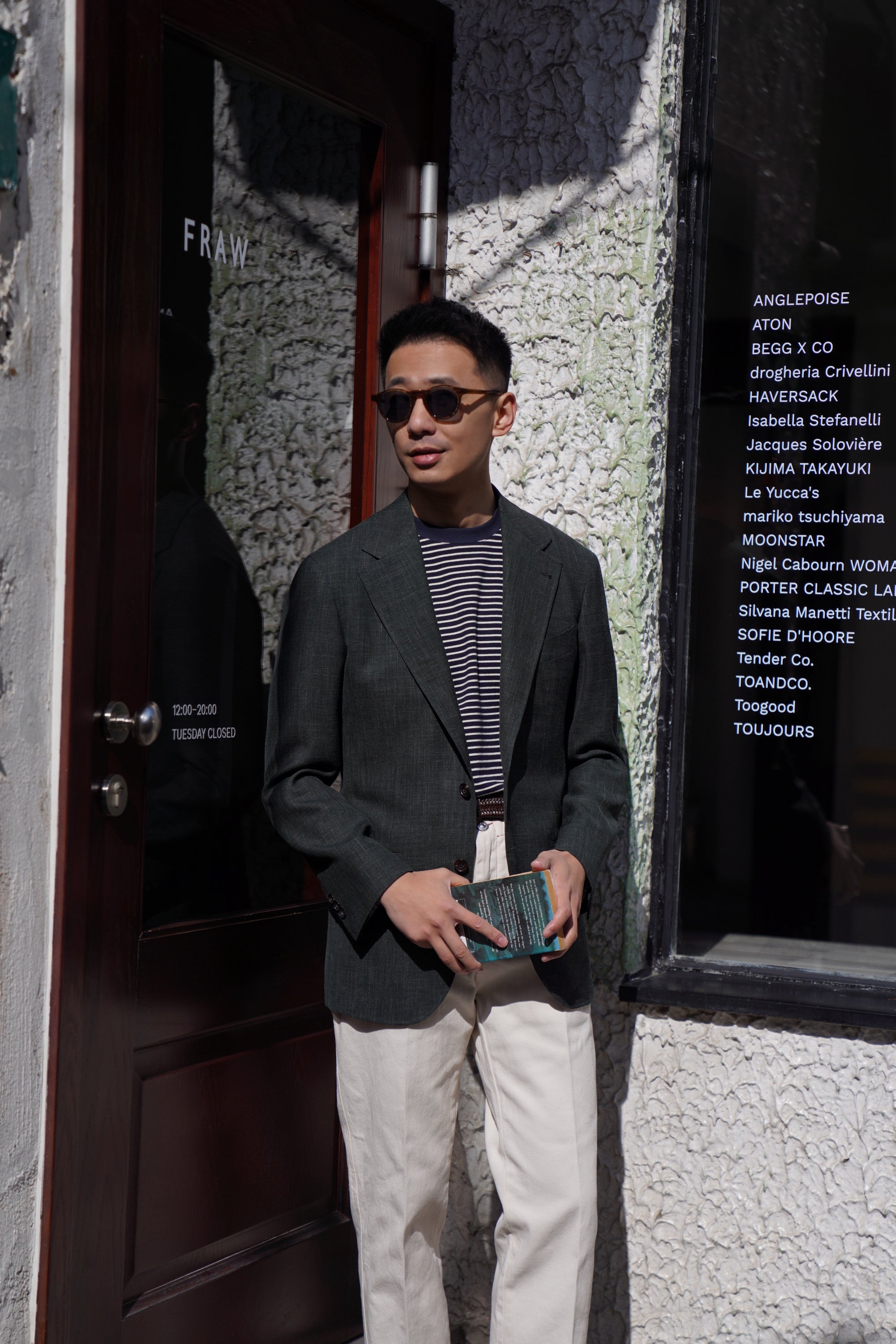MTO Dark Green Wool Silk Linen Jacket