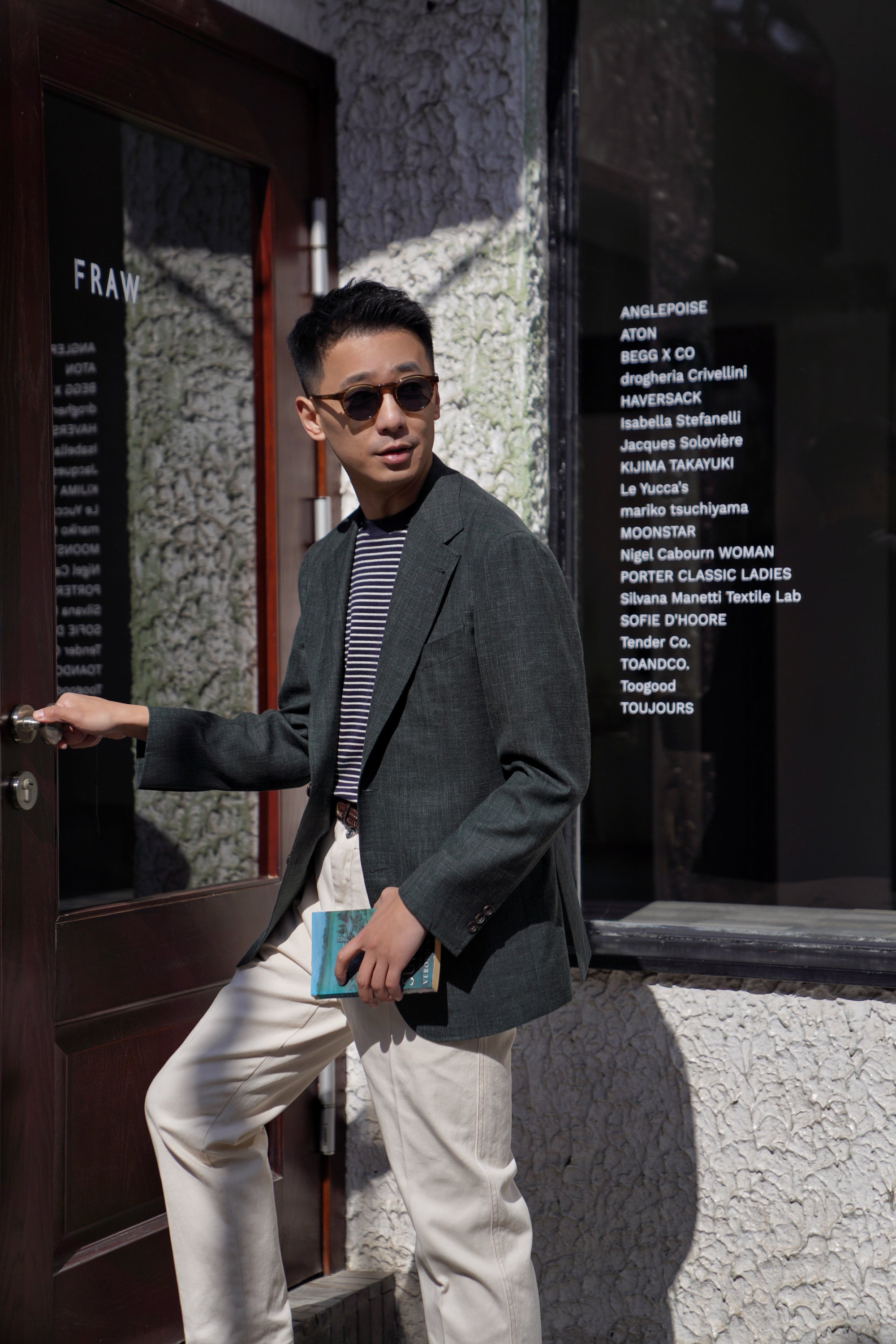 MTO Dark Green Wool Silk Linen Jacket