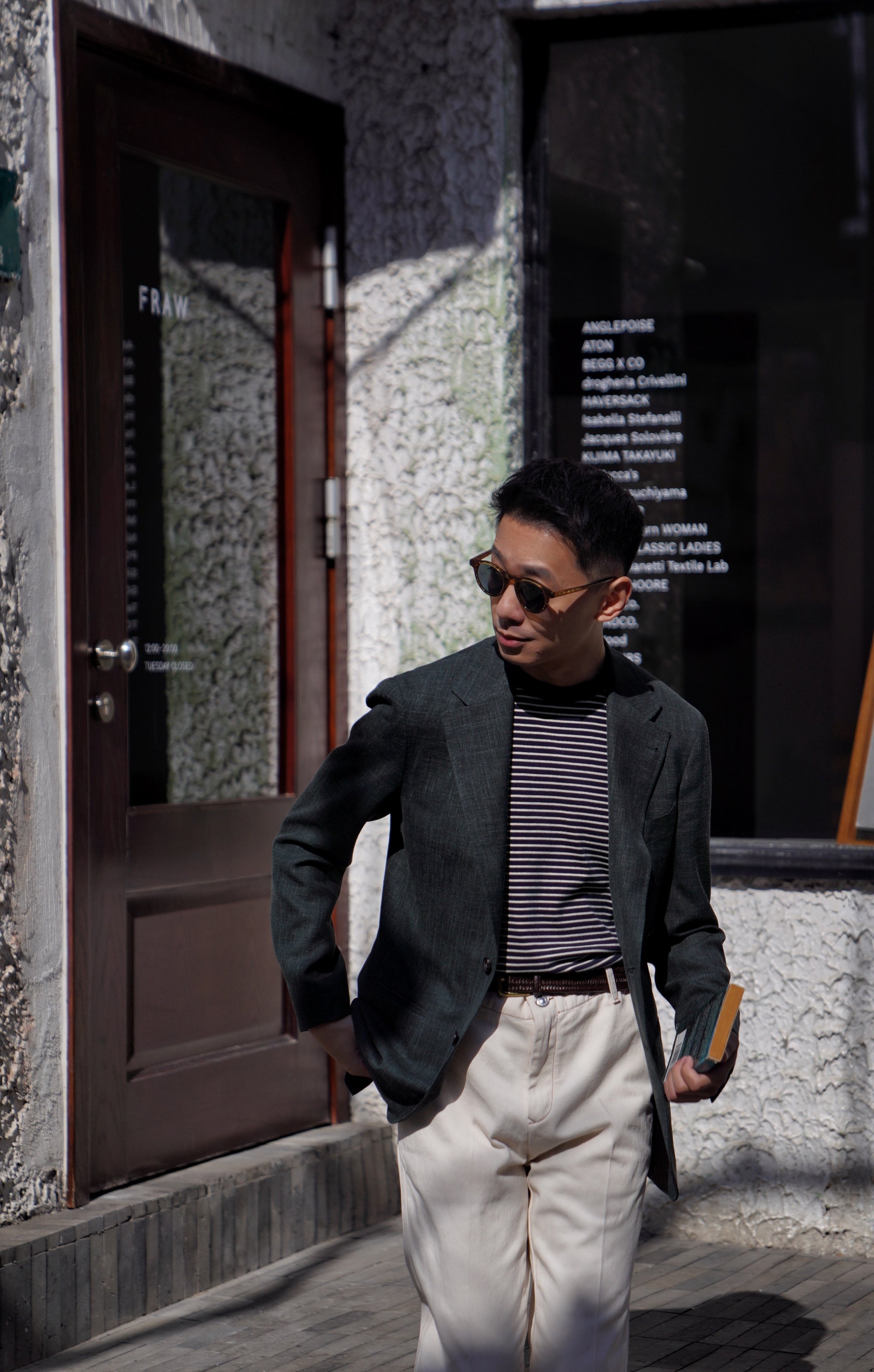 MTO Dark Green Wool Silk Linen Jacket