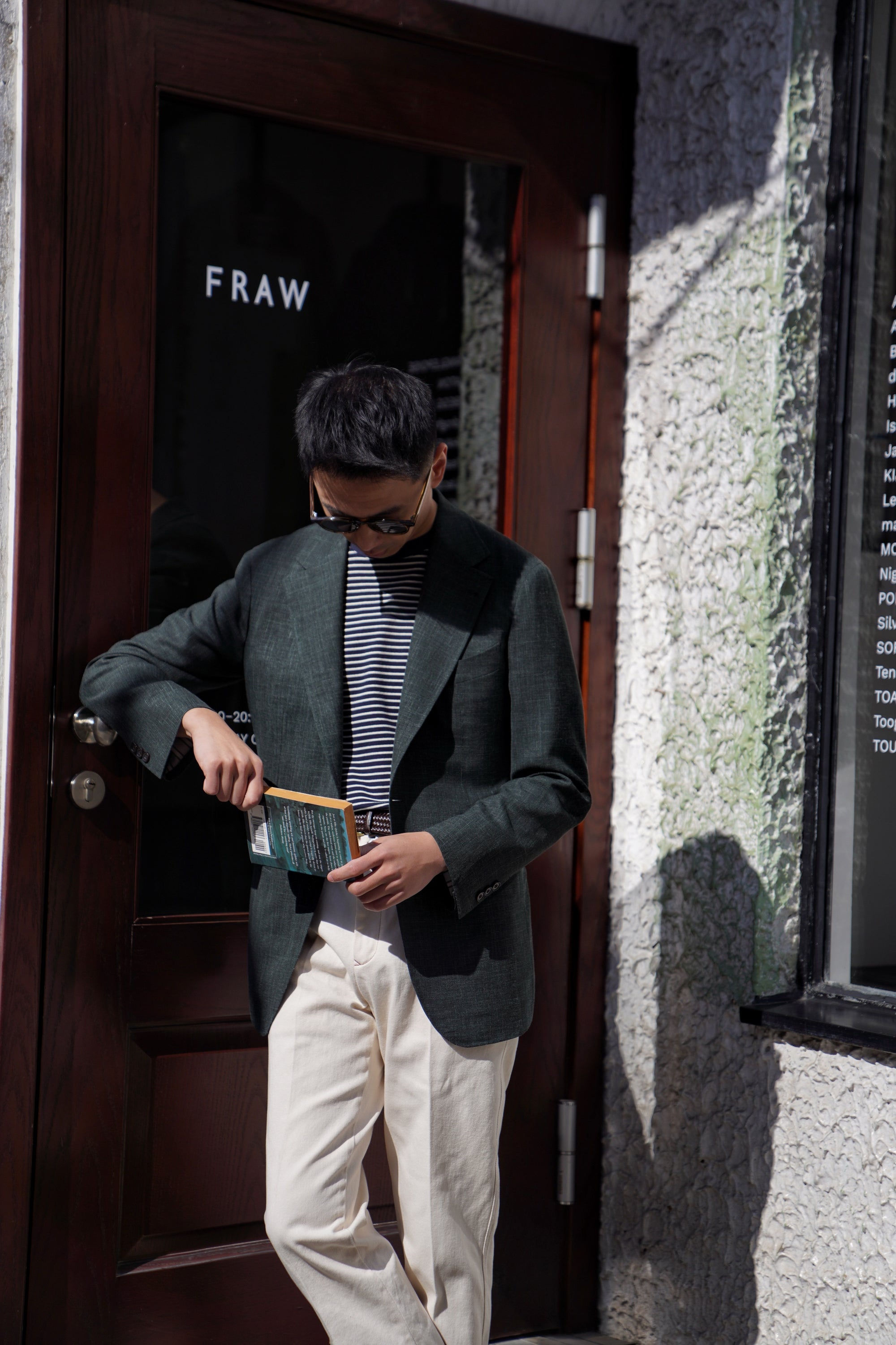 MTO Dark Green Wool Silk Linen Jacket