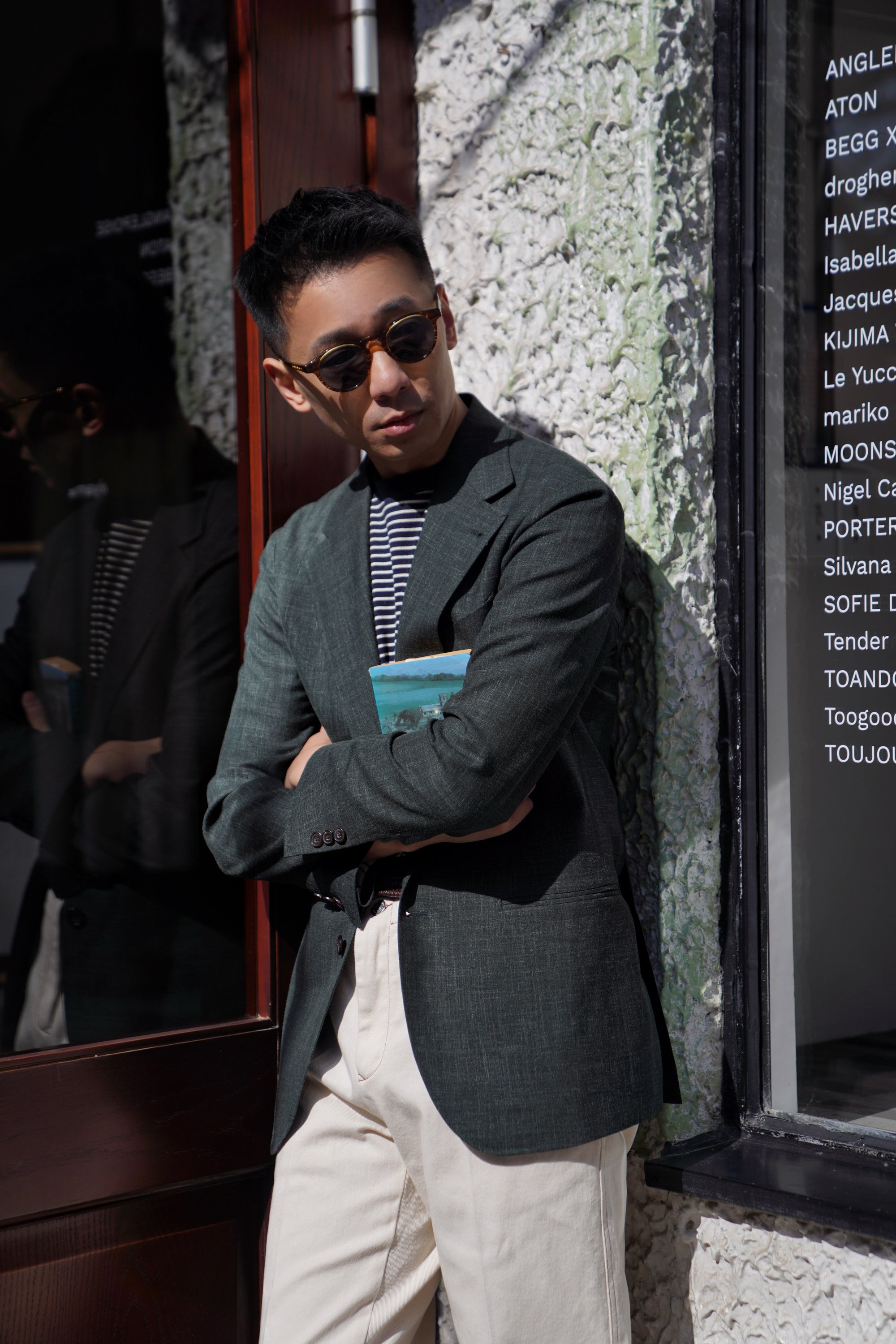 MTO Dark Green Wool Silk Linen Jacket