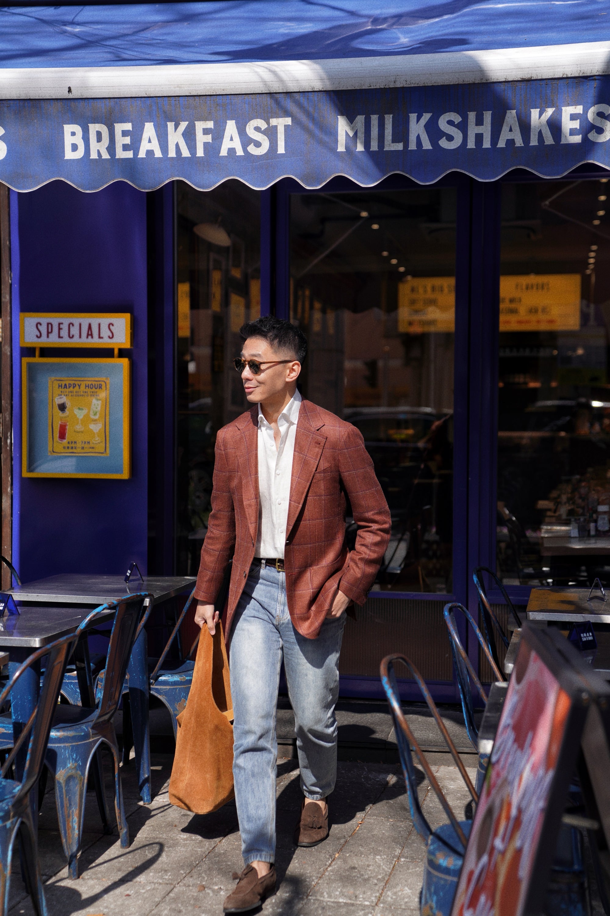 MTO Red Windowpane Wool Silk Linen Jacket