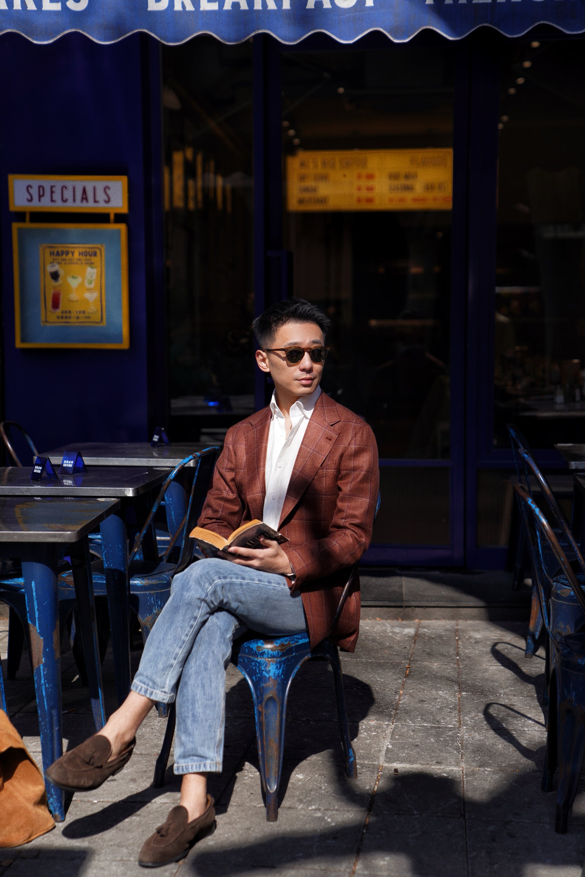 MTO Red Windowpane Wool Silk Linen Jacket
