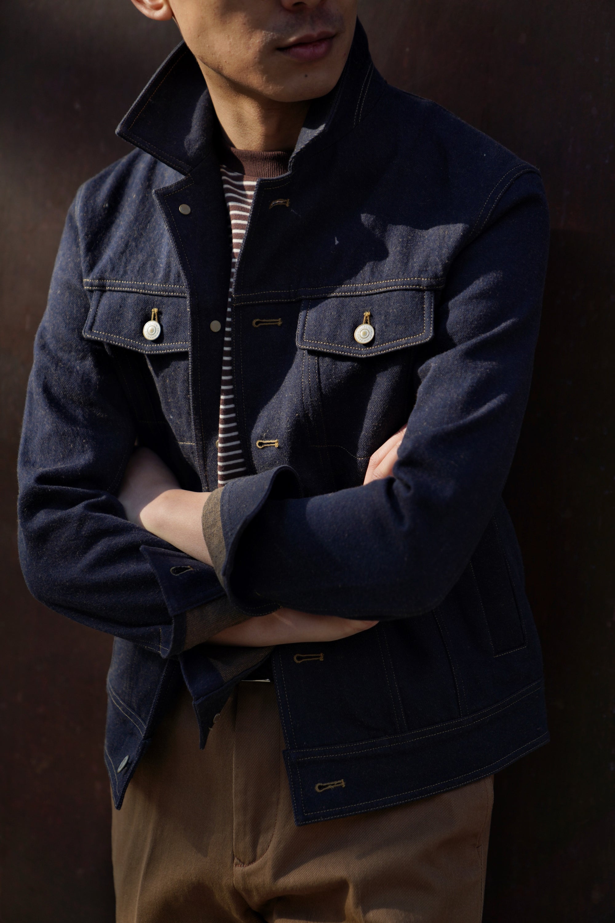Denim Cotton Linen Blouson Jacket