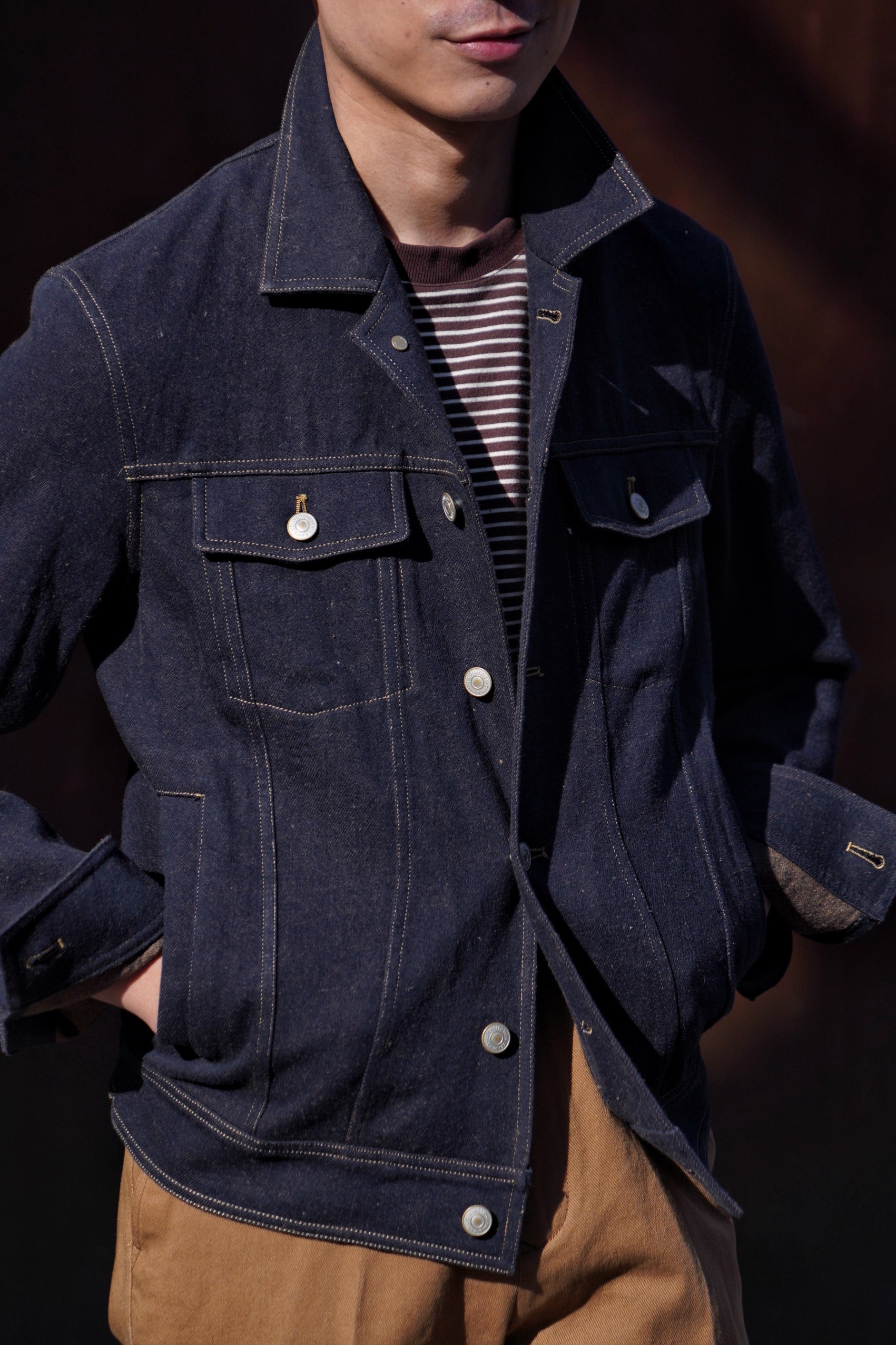 Denim Cotton Linen Blouson Jacket