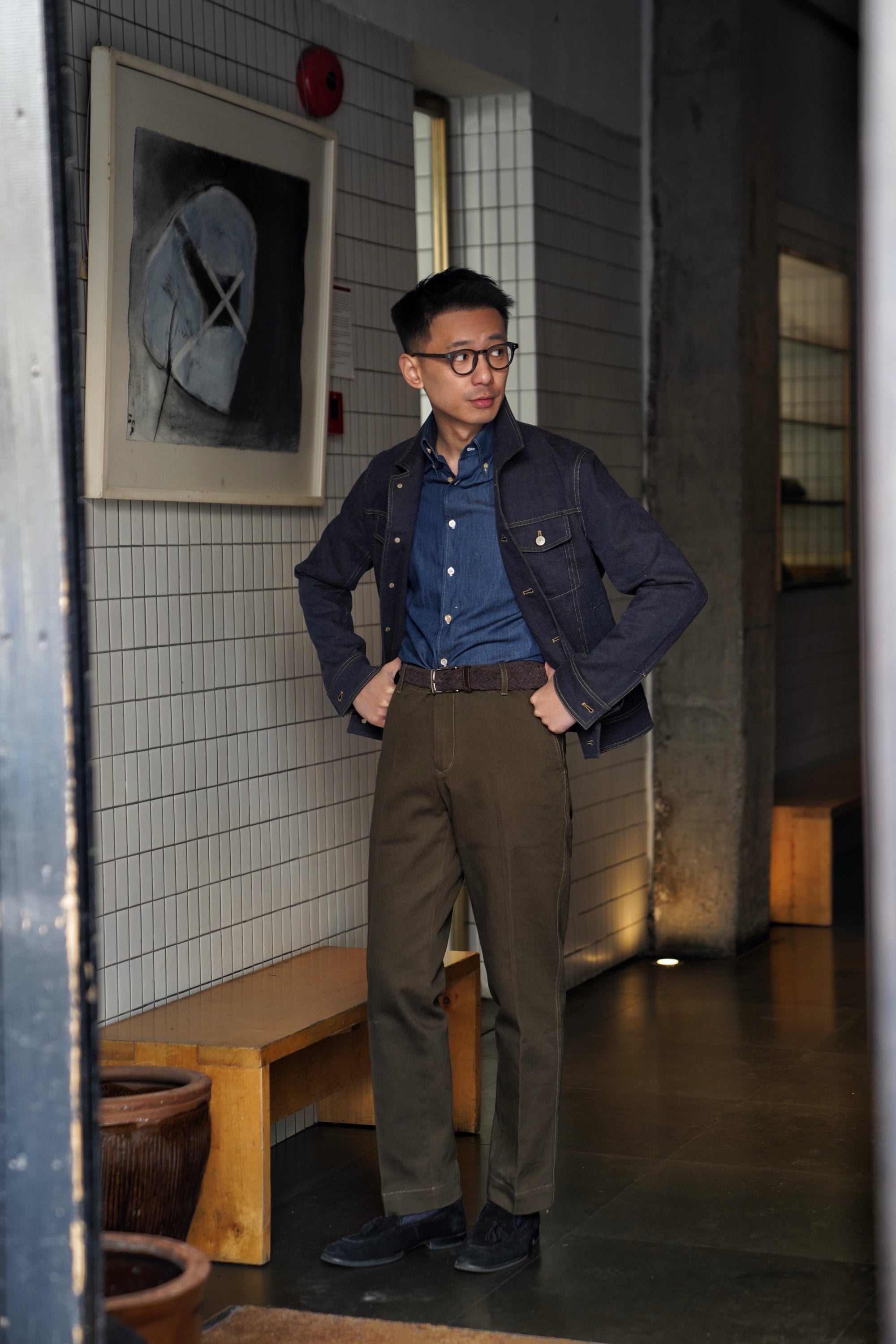 Denim Cotton Linen Blouson Jacket