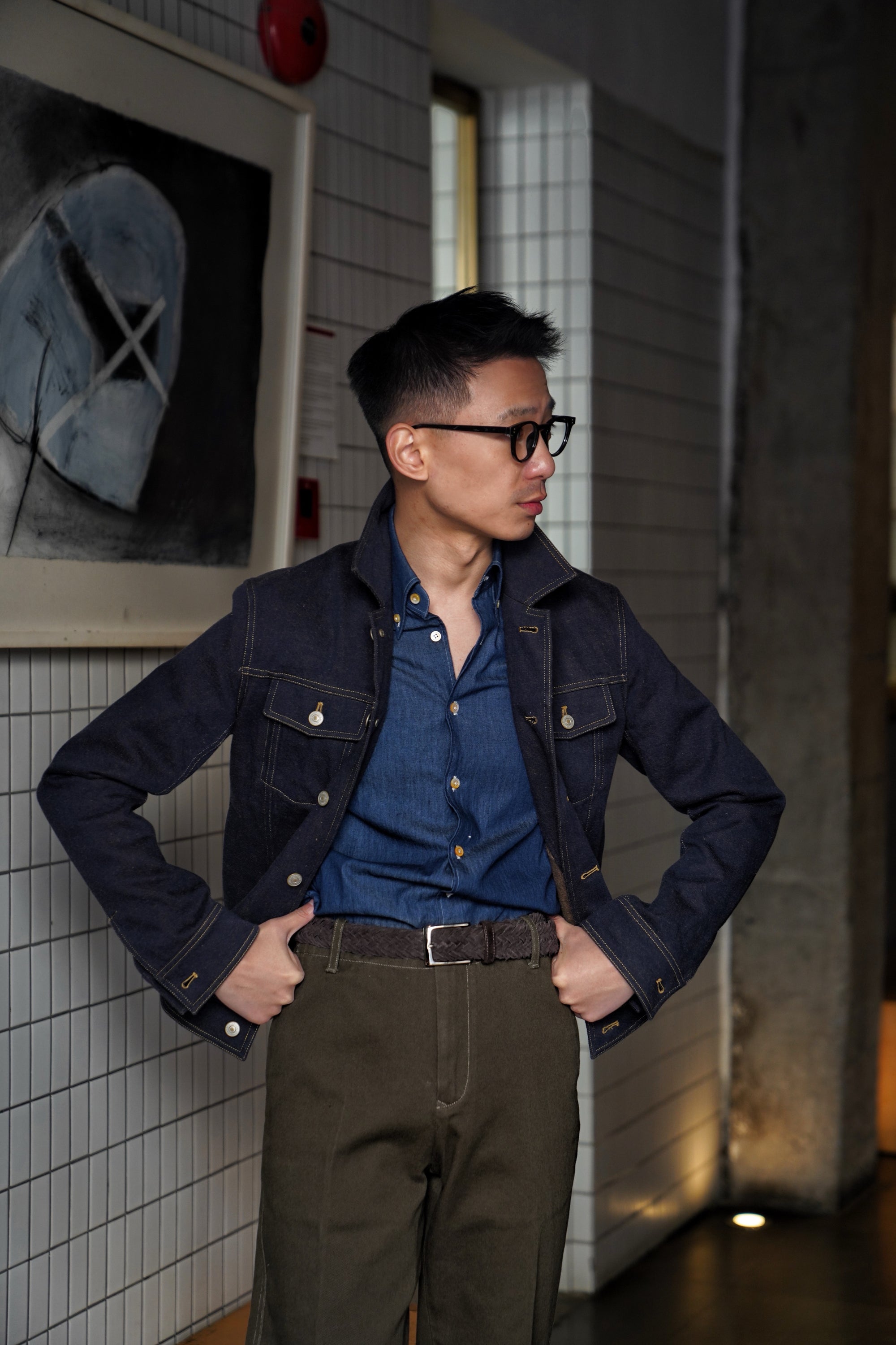 Denim Cotton Linen Blouson Jacket