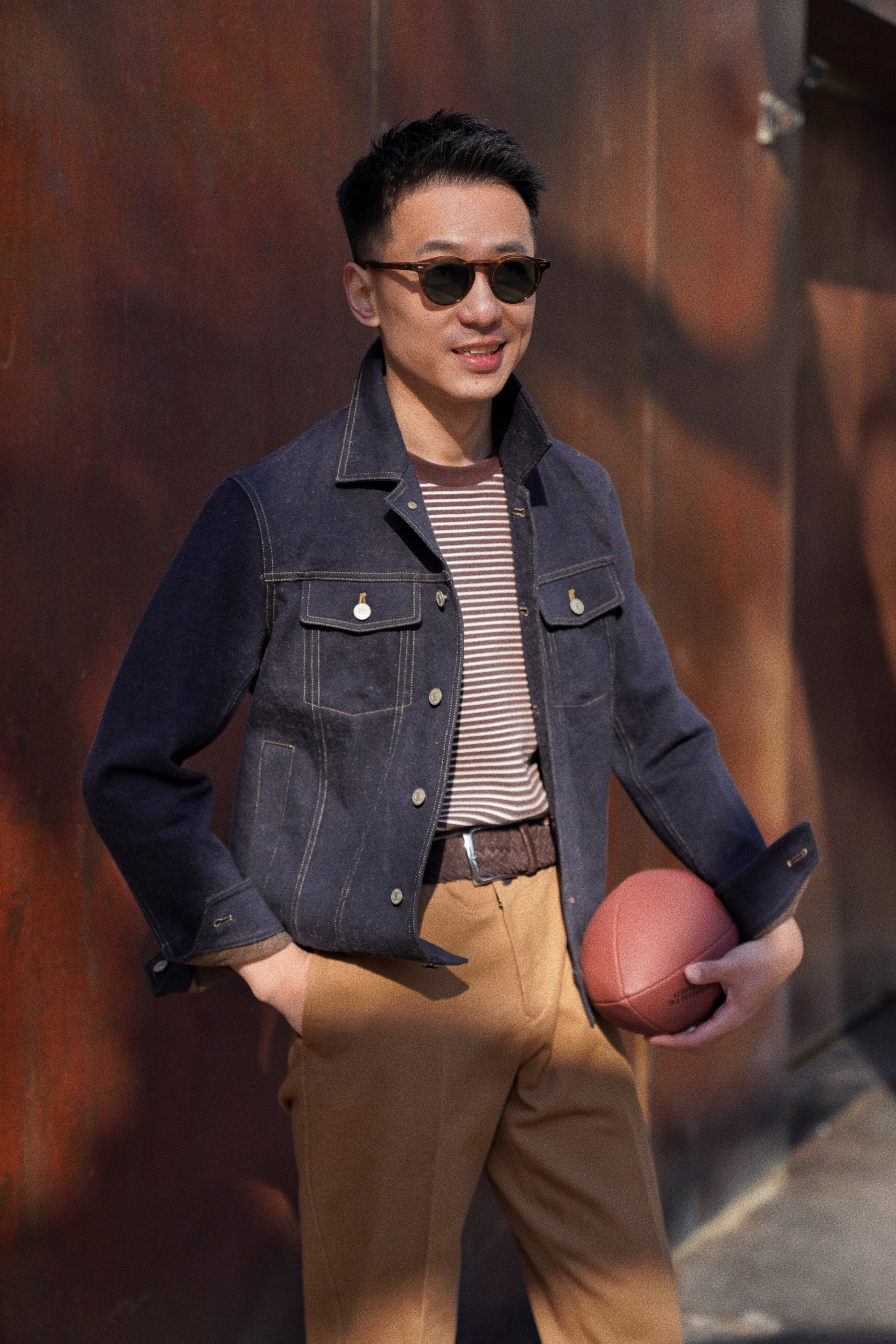 Denim Cotton Linen Blouson Jacket